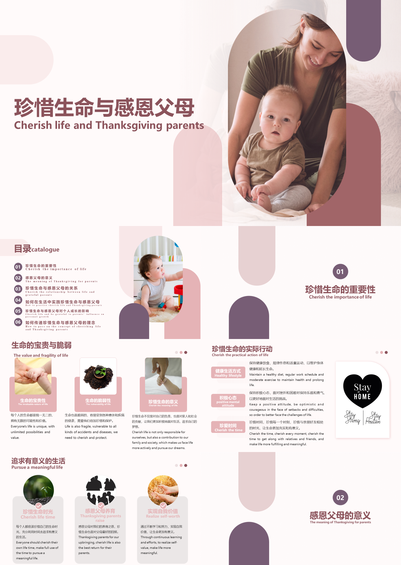 标准静态棕色主题教育珍惜生命与感恩父母
