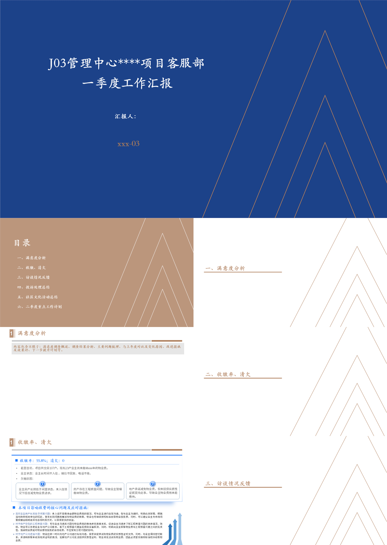 标准静态蓝色客服部季度例会汇报