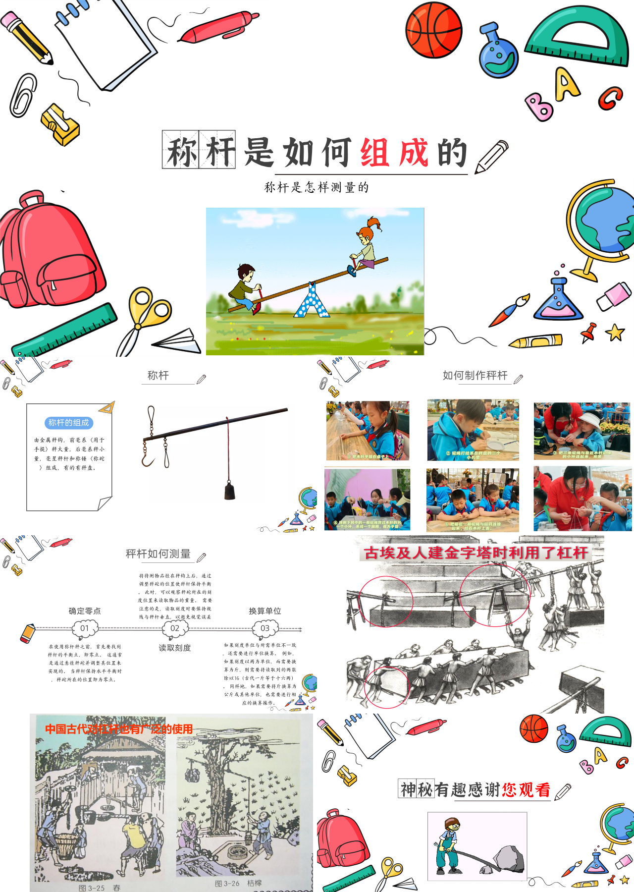 标准动态卡通教育课件称杆是如何组成的