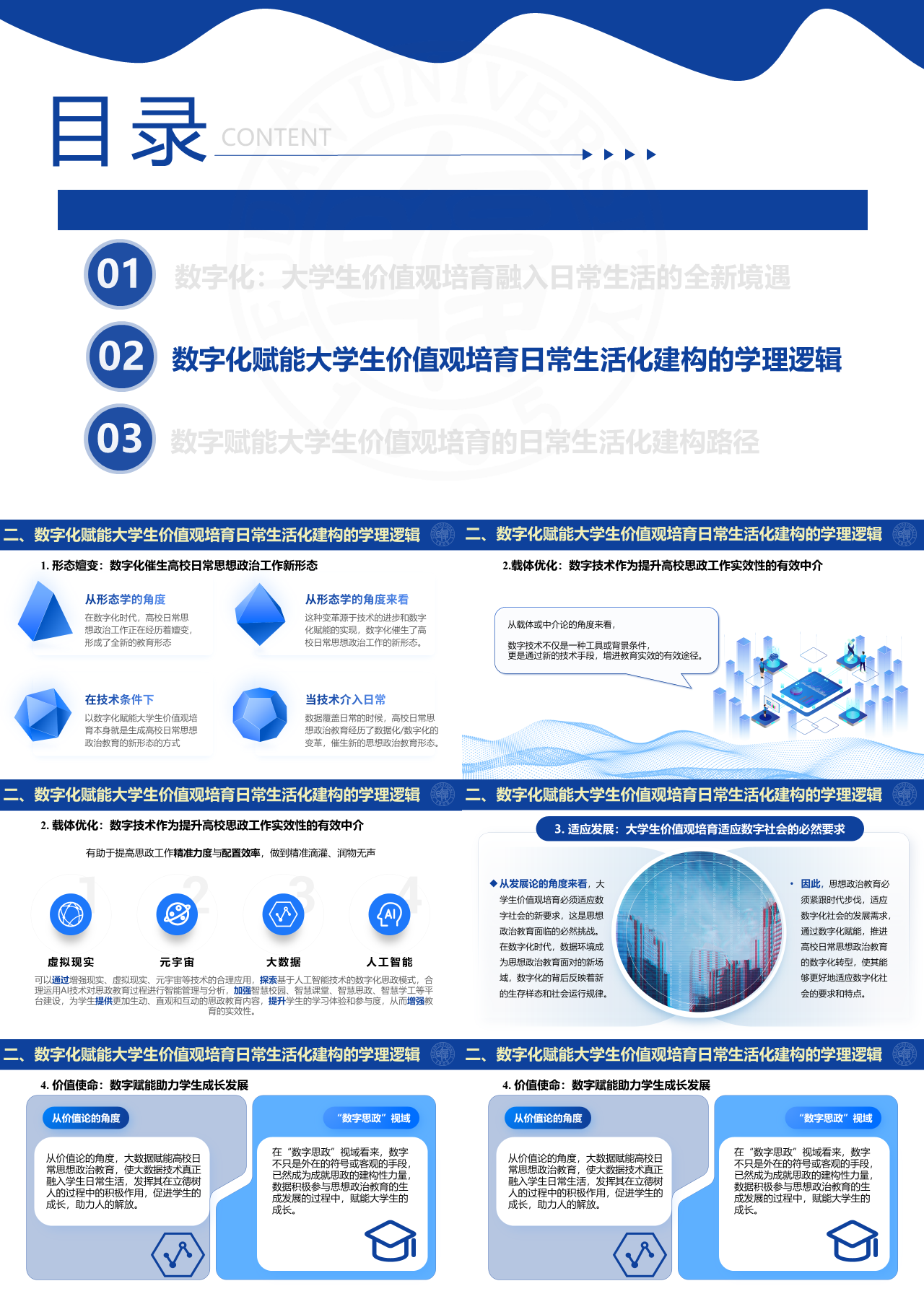 标准静态蓝色工作汇报数字化赋能大学生价值观培育日常生活化建构的学理逻辑