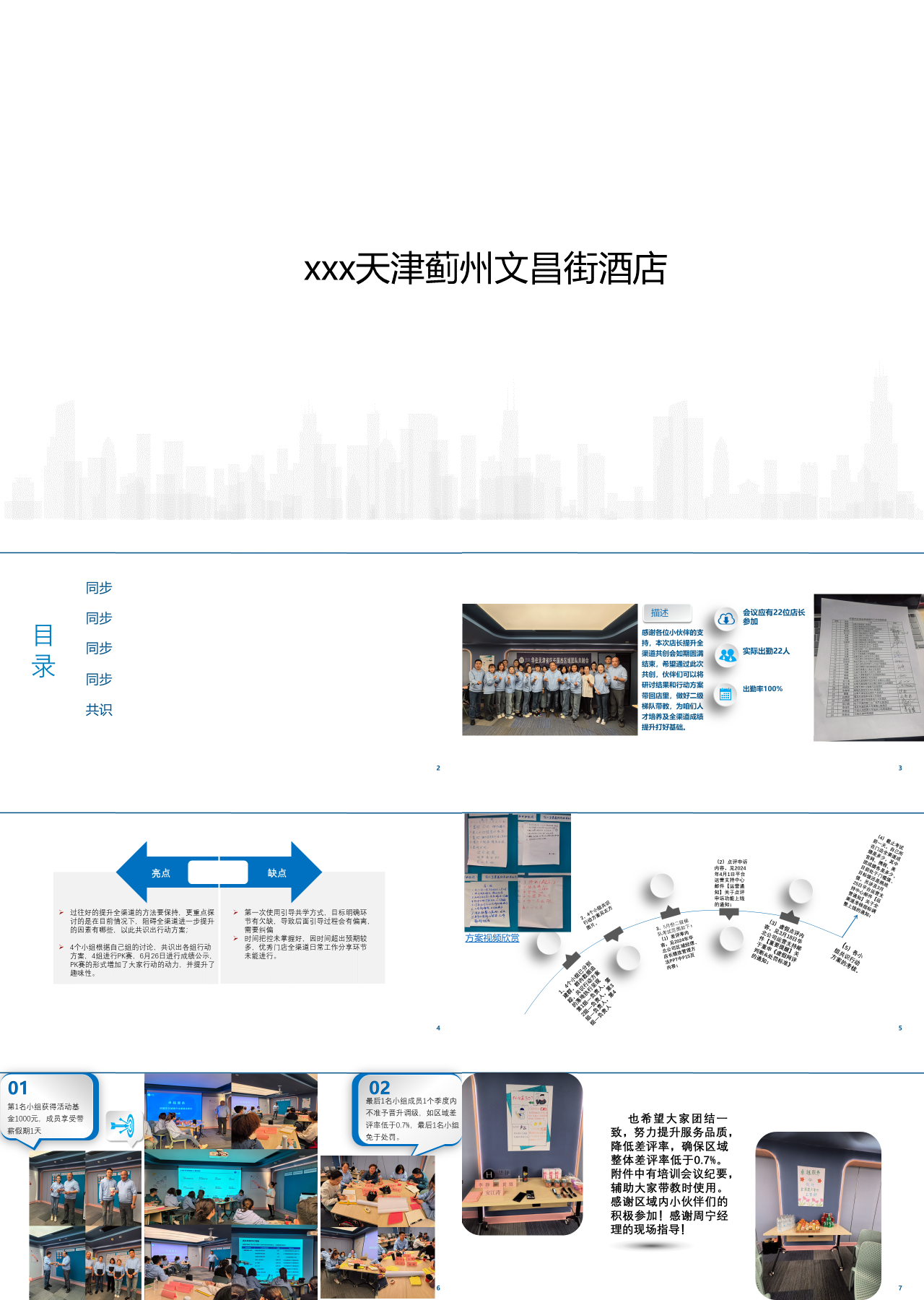 标准静态蓝色工作汇报天津蓟州文昌街酒店