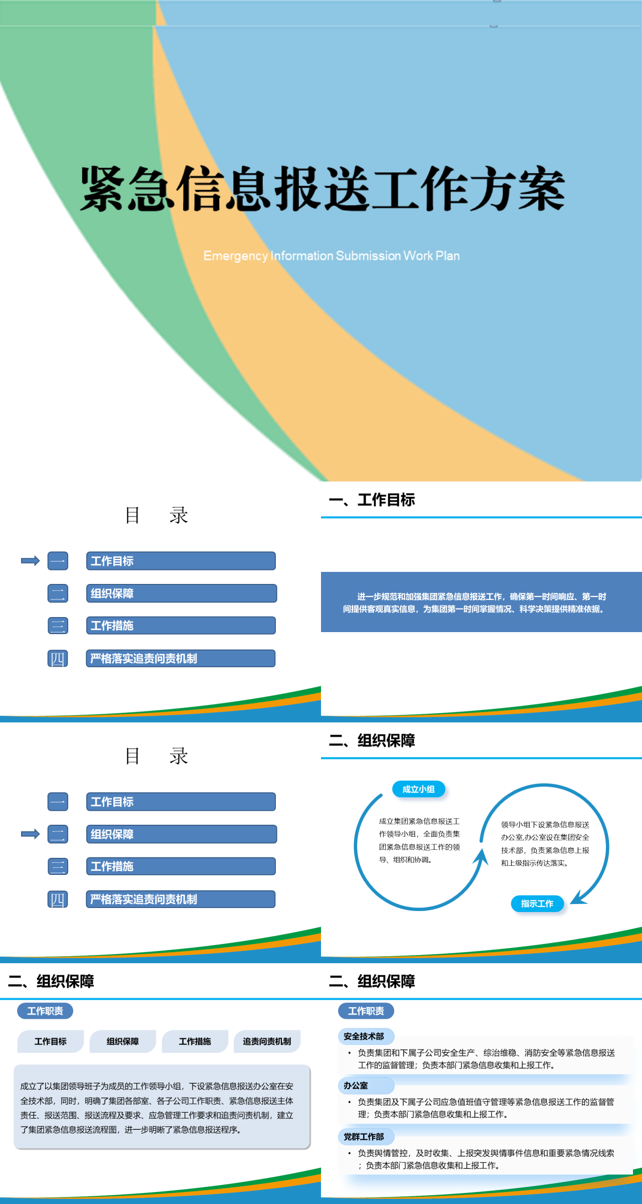 标准静态简约工作汇报紧急信息报送工作方案