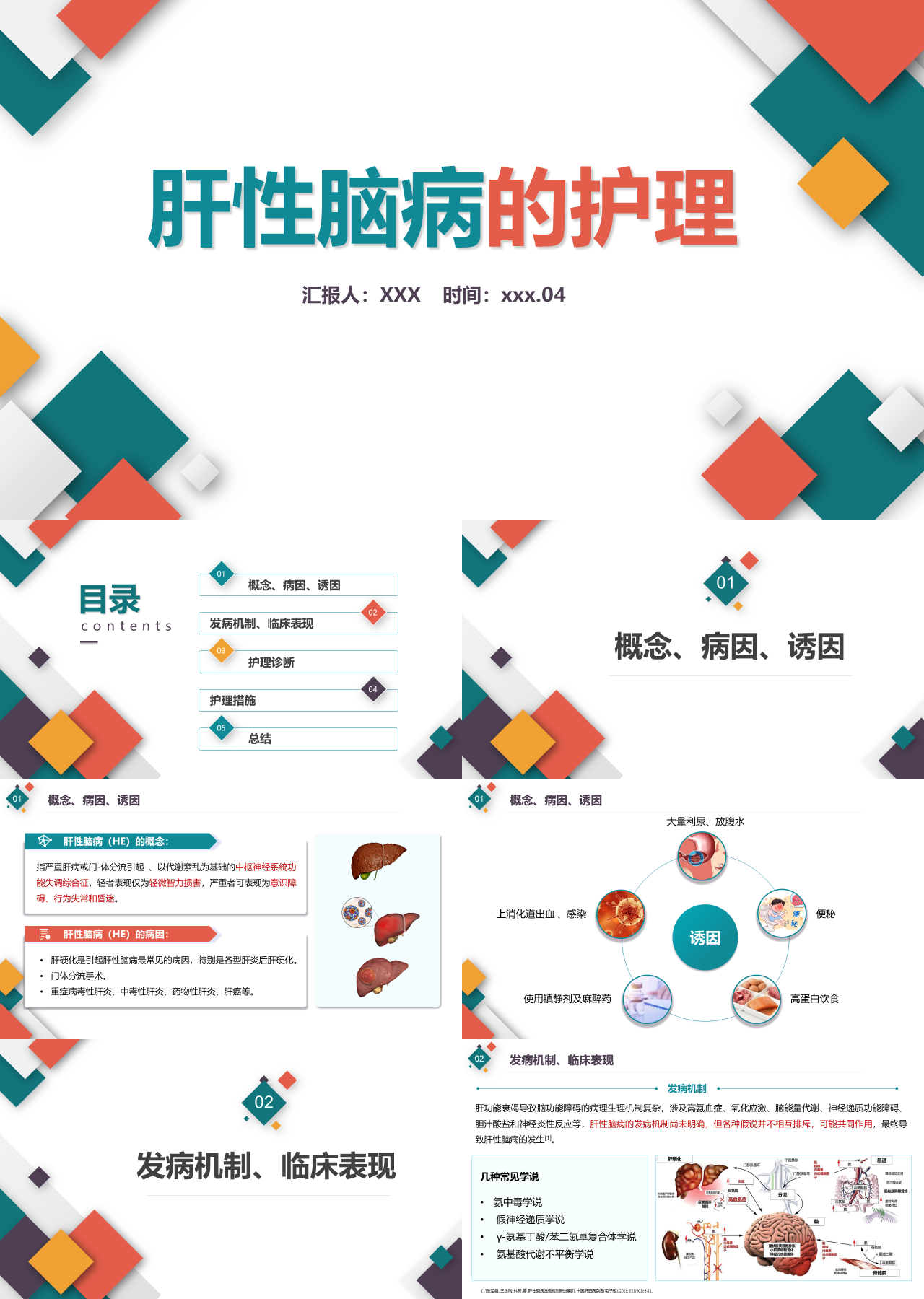 标准静态绿色工作汇报肝性脑病的护理
