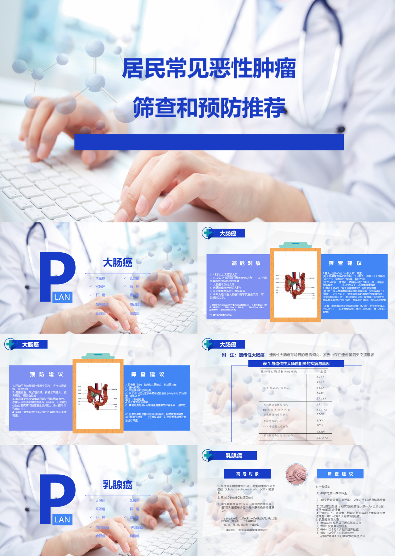标准动态蓝色教育课件居民常见恶性肿瘤