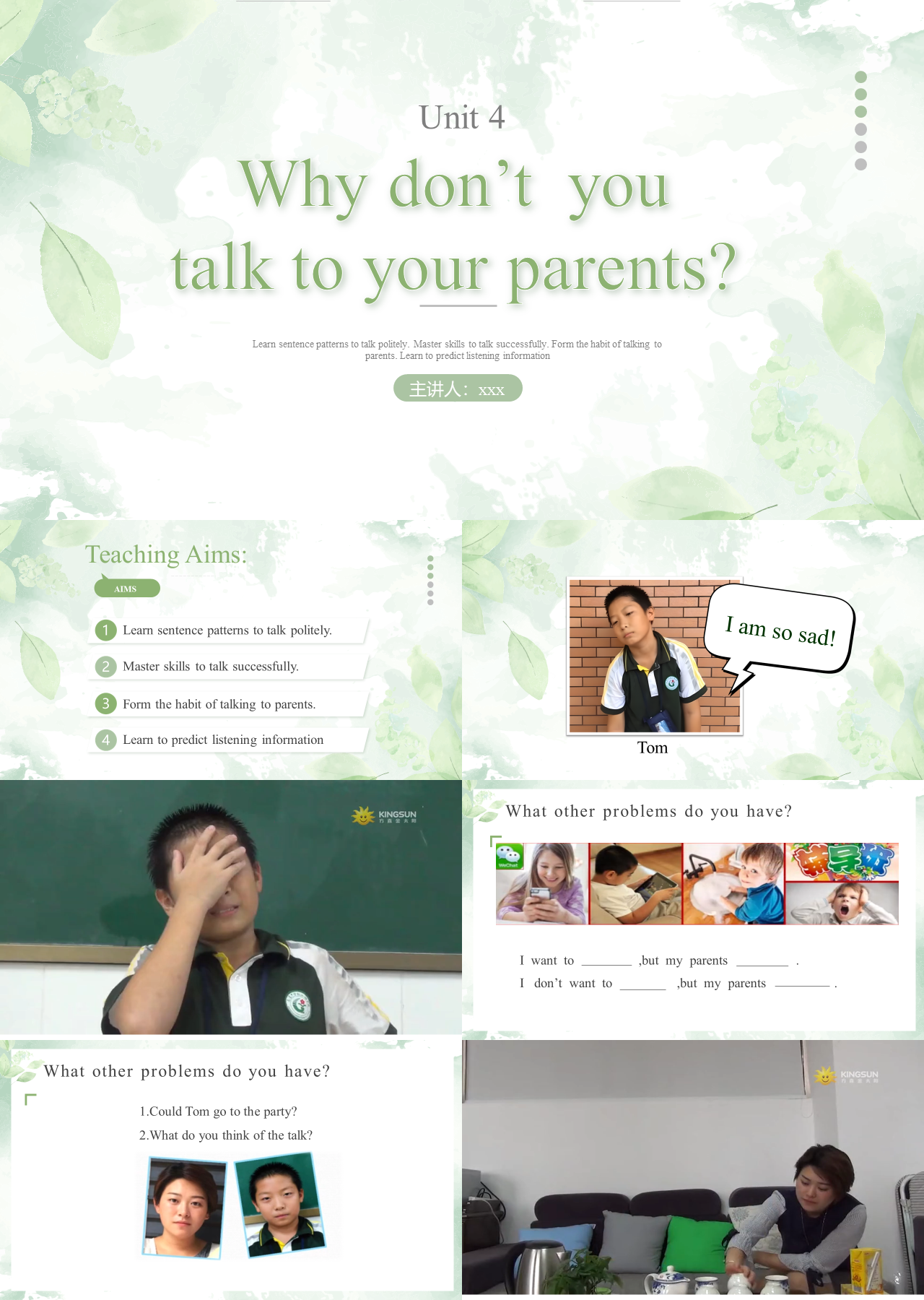 标准动态小清新教育课件talktoyourparents