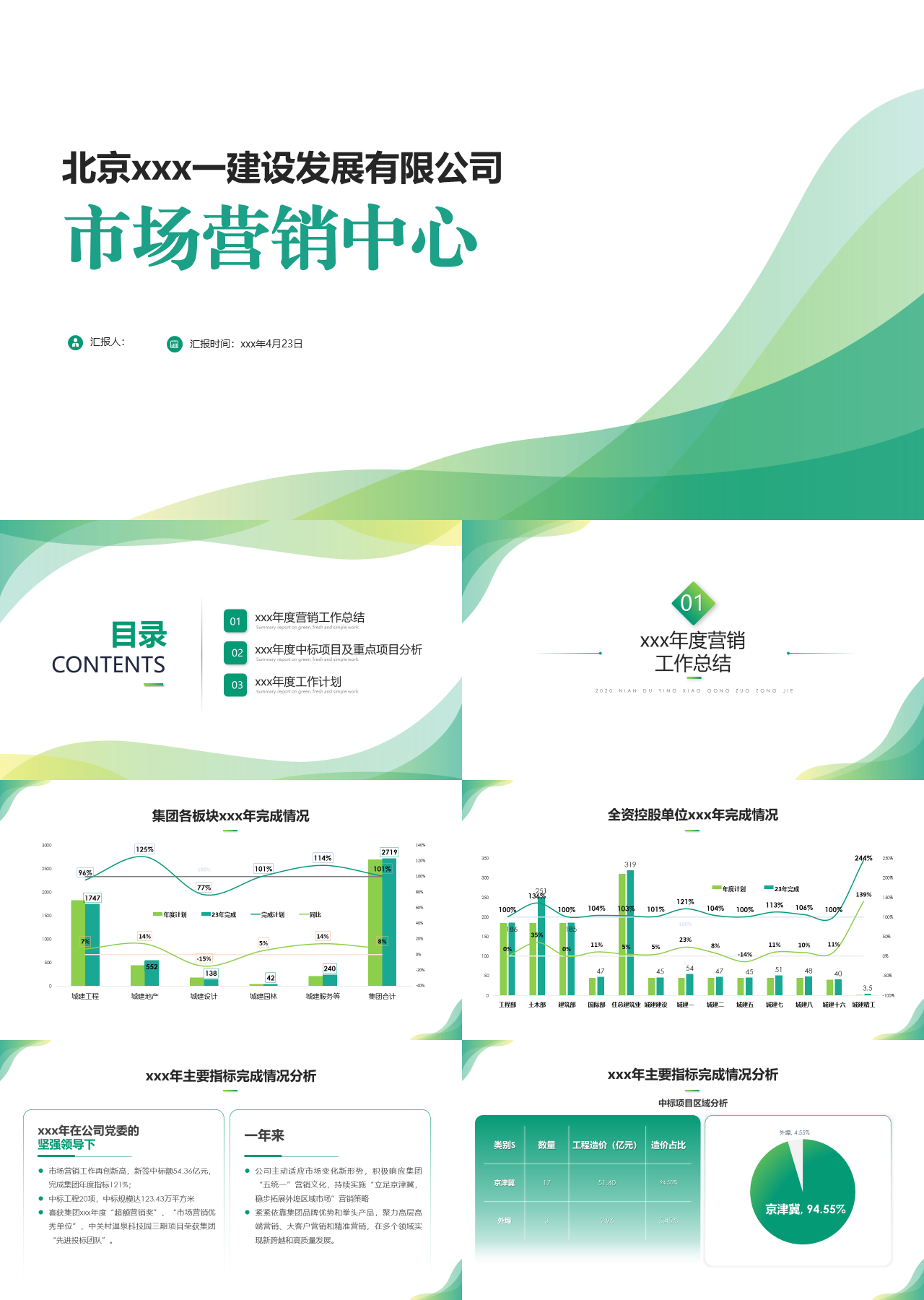 标准静态绿色工作汇报市场营销中心