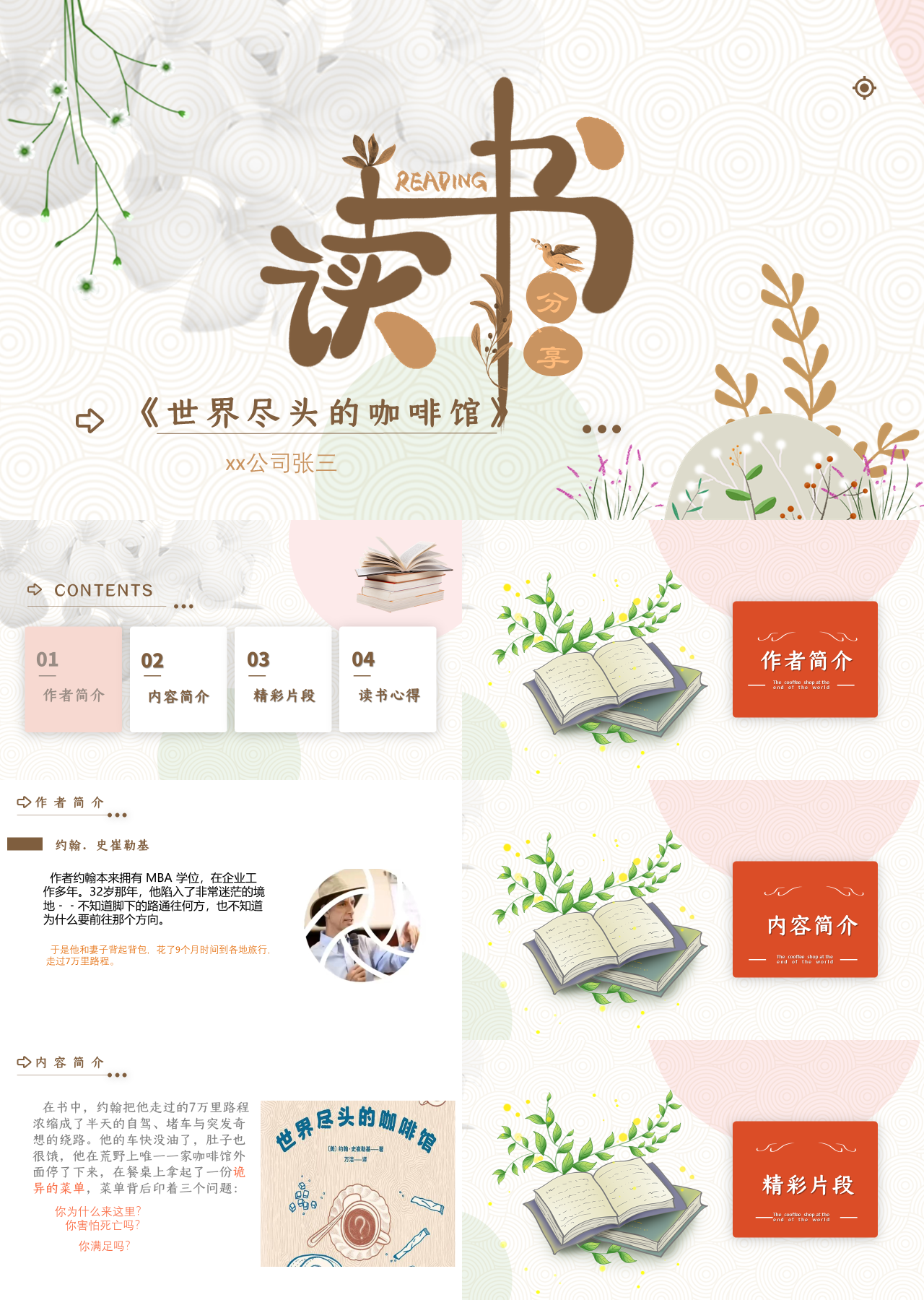 标准动态简约读书分享会世界尽头的咖啡馆