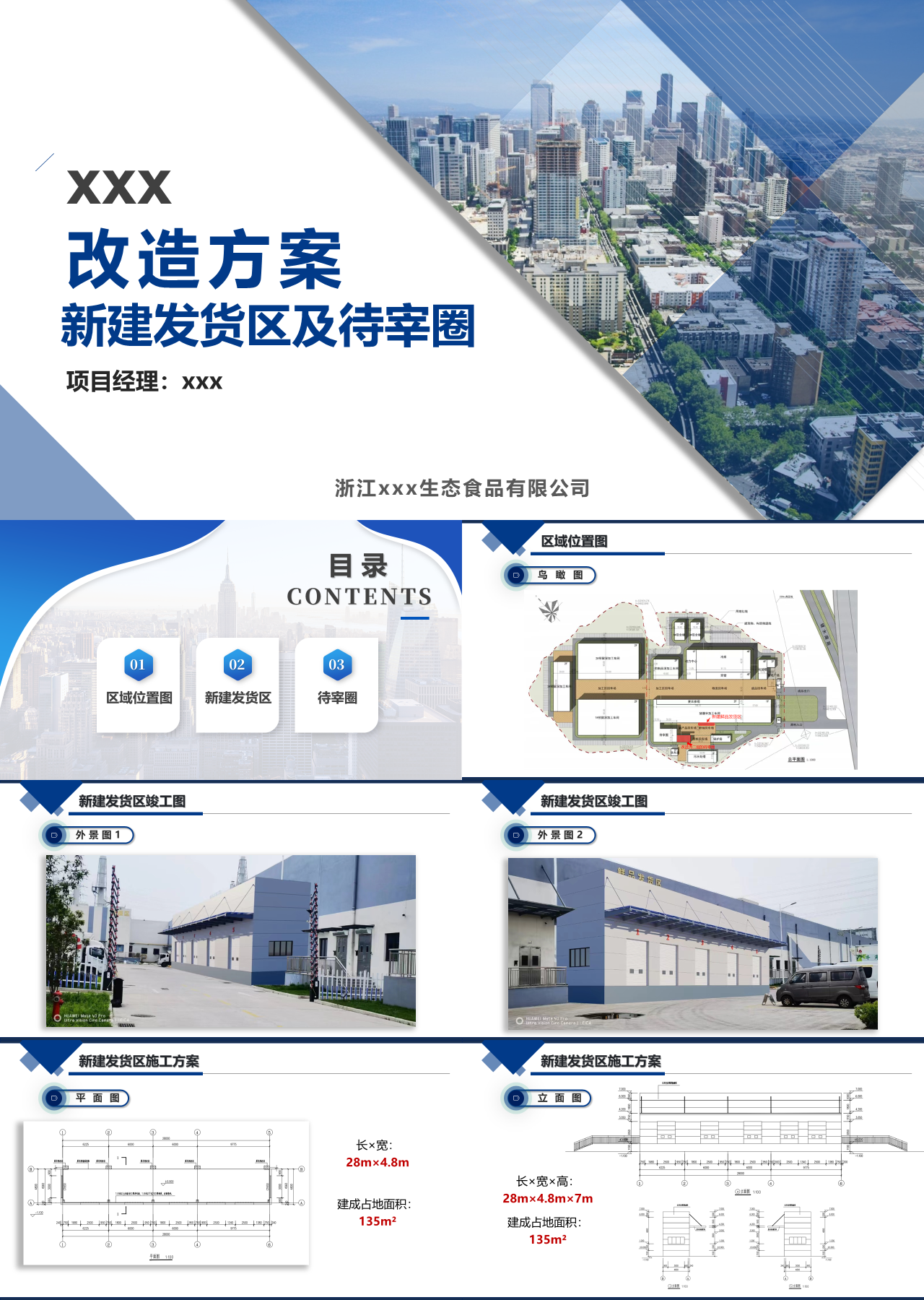 标准动态蓝色工作汇报新建发货区及待宰圈