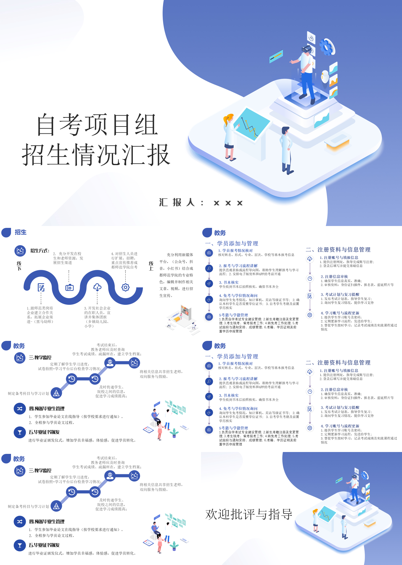 标准静态蓝色工作汇报招生情况汇报