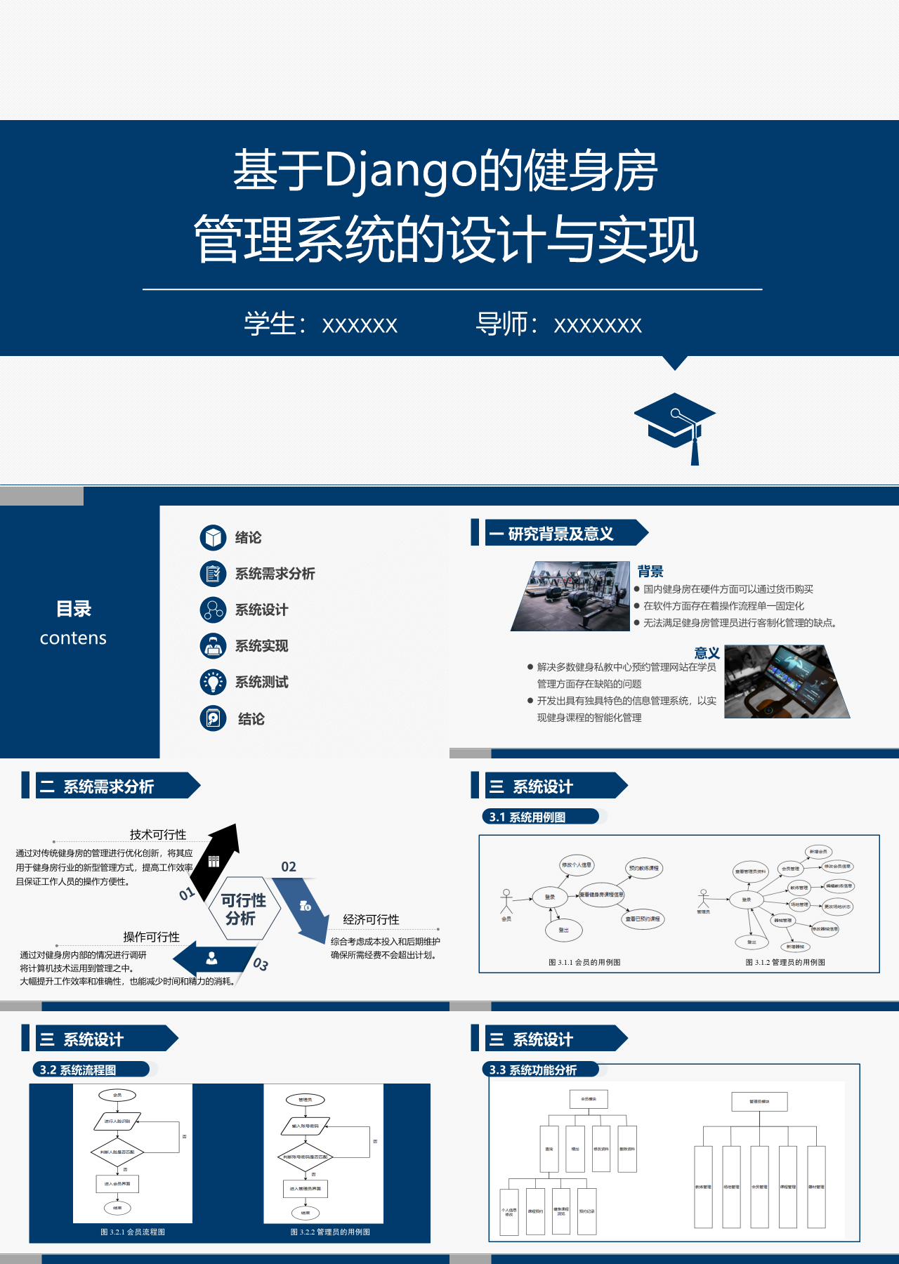 标准静态蓝色毕业答辩基于Django的健身房