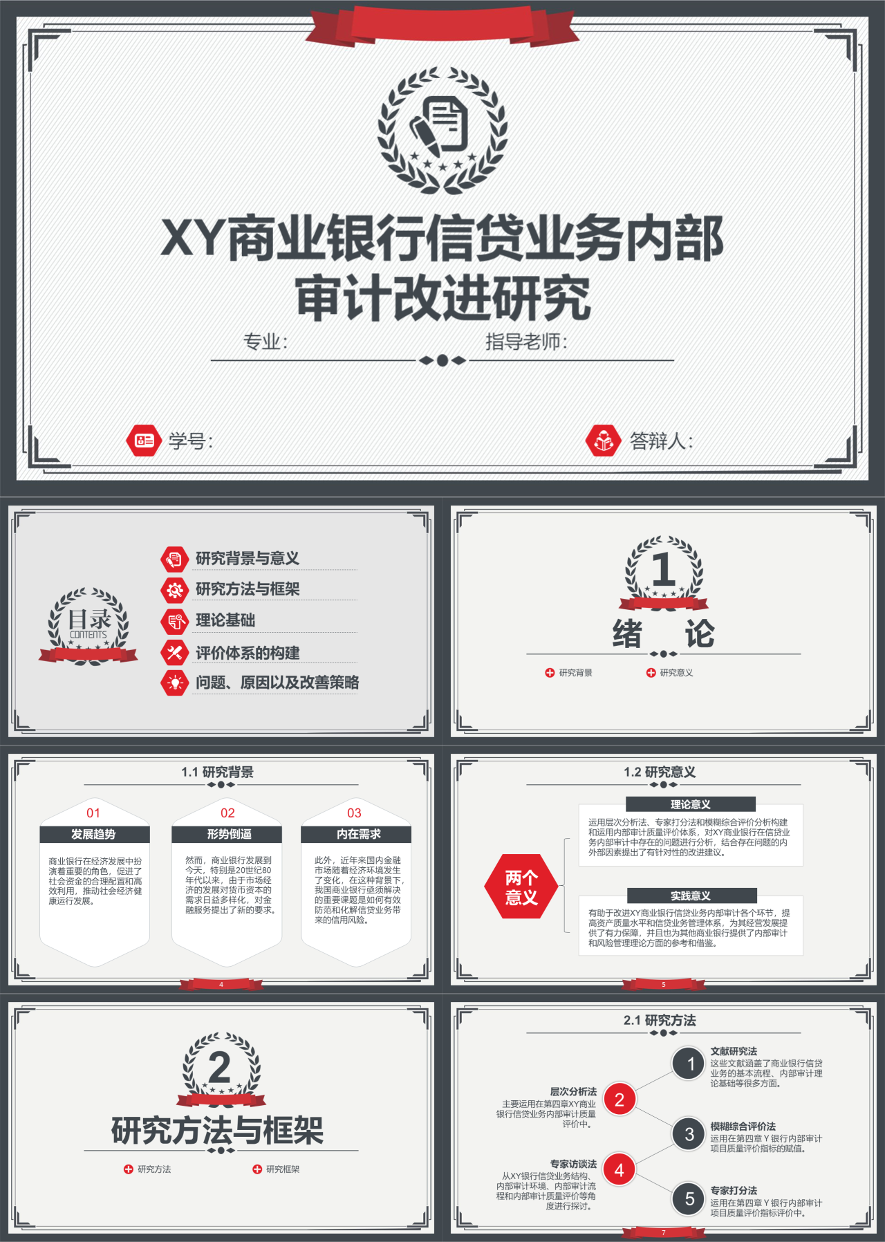 标准静态简约毕业答辩商业银行信贷业务内部审计改进研究