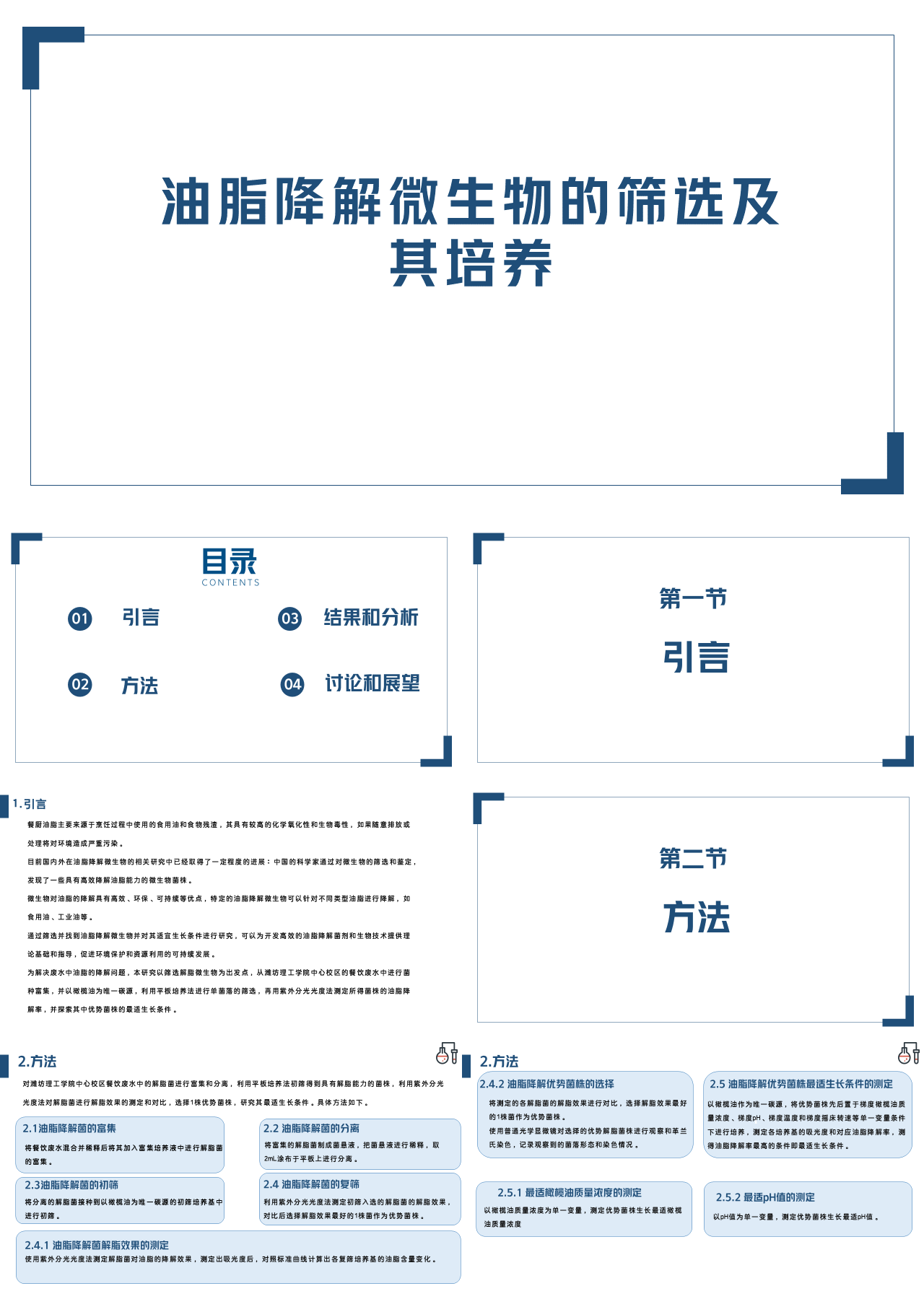 标准静态简约论文答辩油脂降解微生物的筛选及其培养