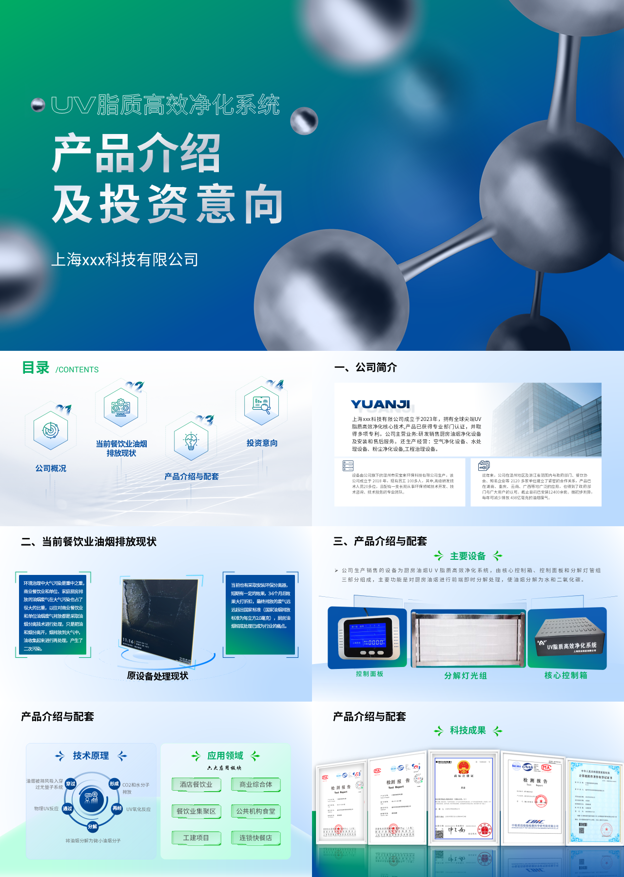 精美静态蓝色企业宣传UV脂质高效净化系统