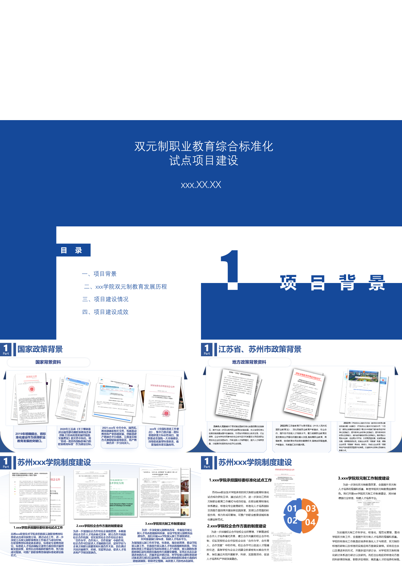 标准静态蓝色工作汇报双元制标准化示范建设项目