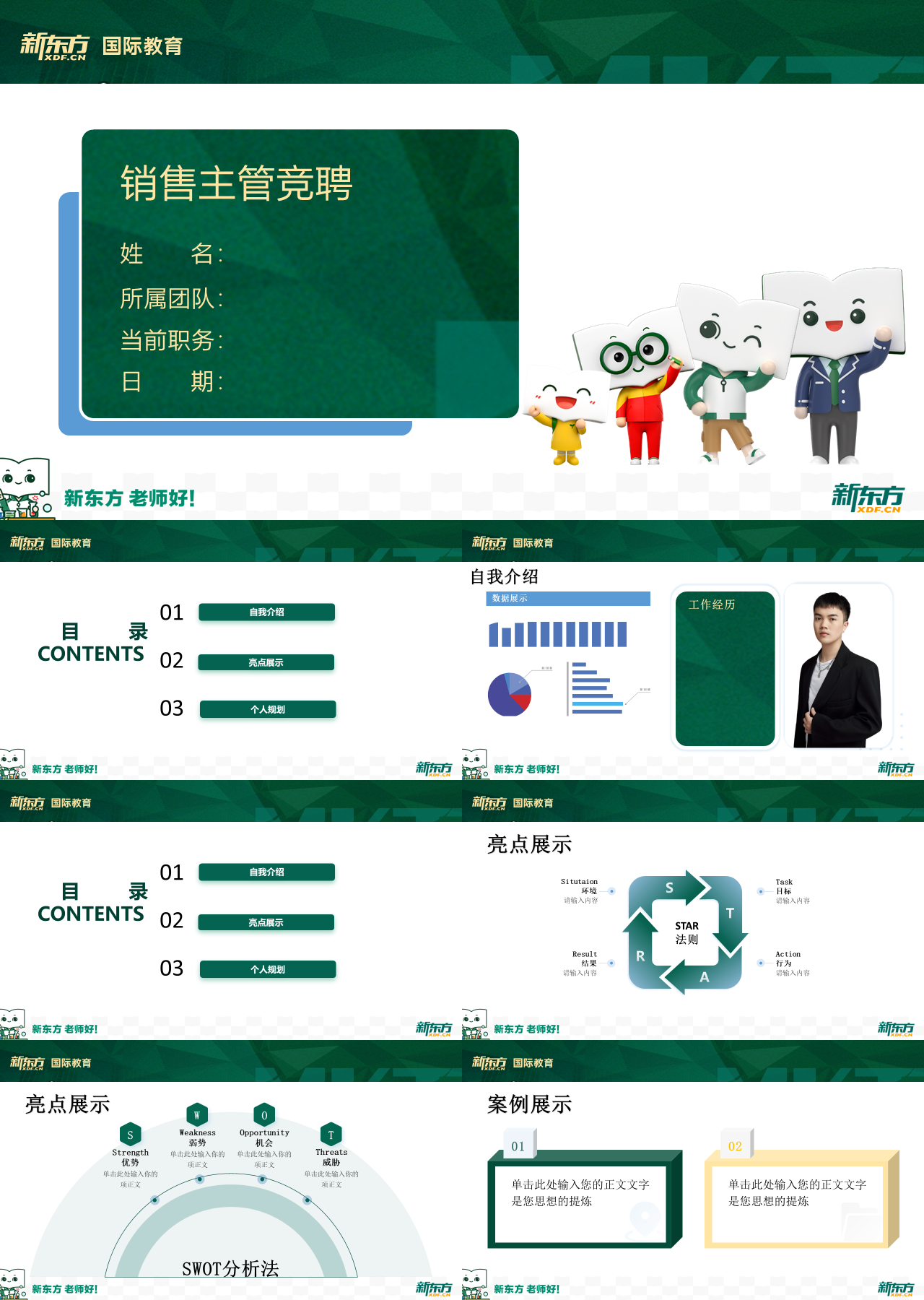 标准静态绿色岗位竞聘销售主管竞聘