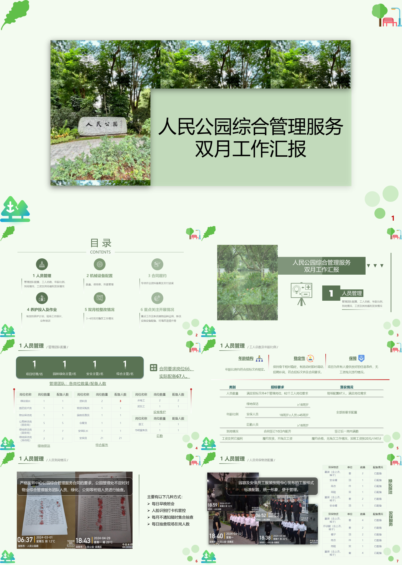 标准静态绿色工作汇报人民公园综合管理服务