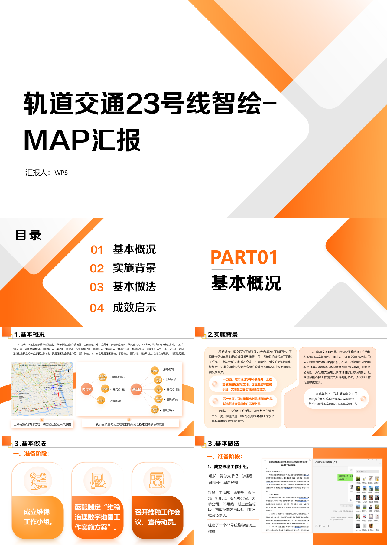 标准静态橙色工作汇报轨道交通23号线智绘MAP汇报