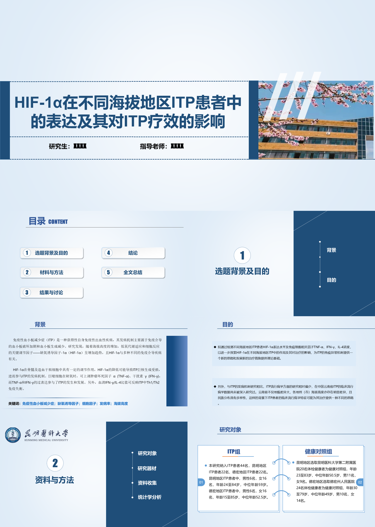 标准静态蓝色论文答辩HIF-1α在不同海拔地区ITP患者