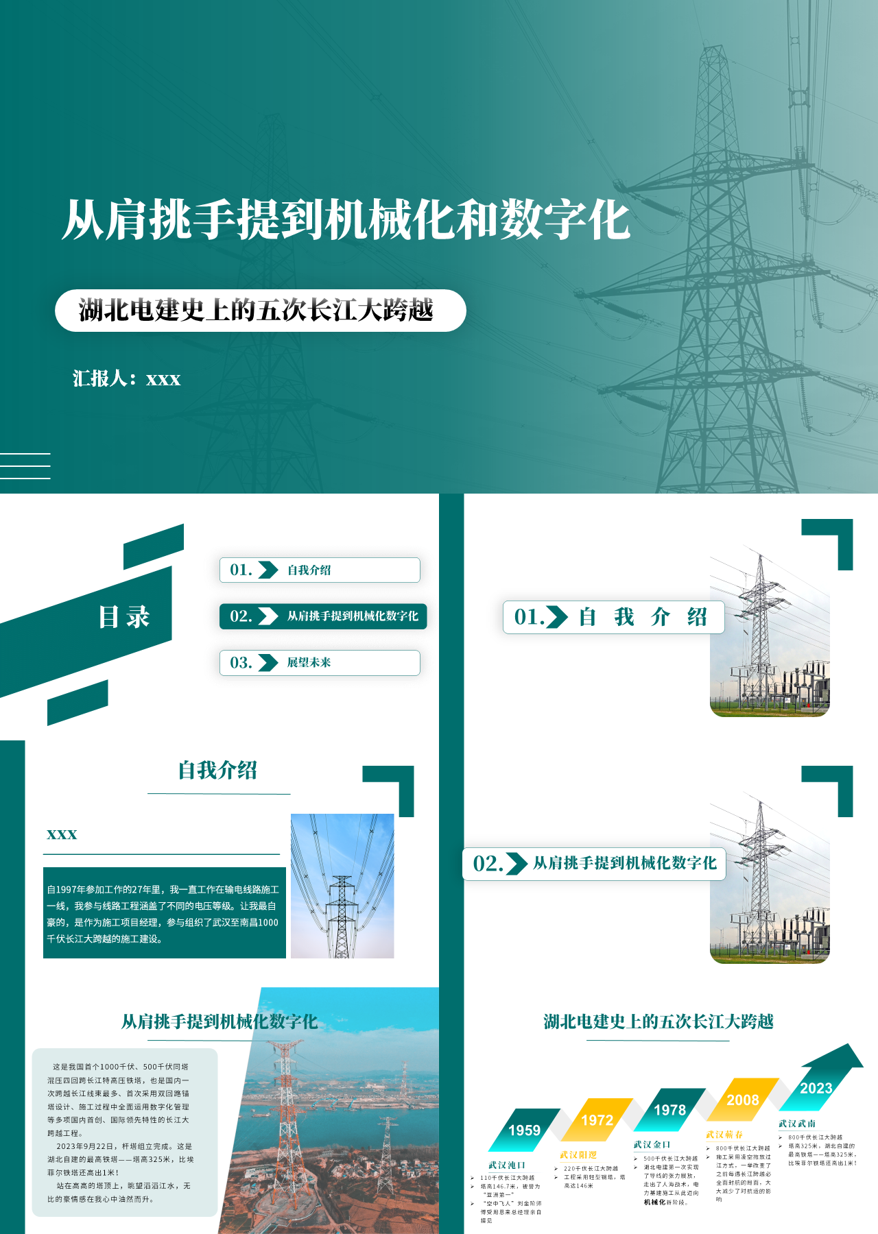 标准静态绿色工作汇报从肩挑手提到机械化数字化