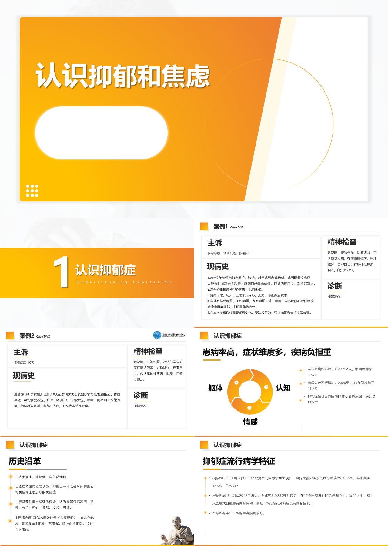 标准静态橙色主题教育认识抑郁和焦虑