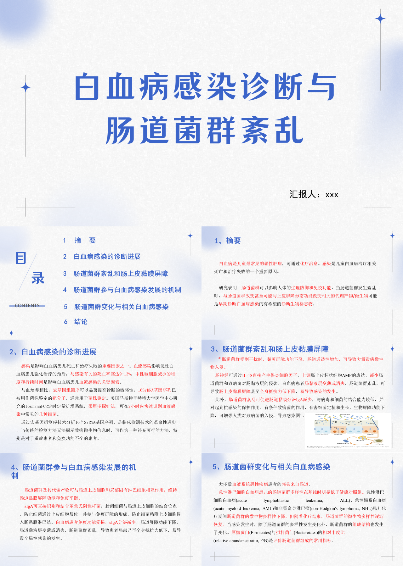 简单静态简约工作汇报白血病感染诊断与肠道菌群紊乱