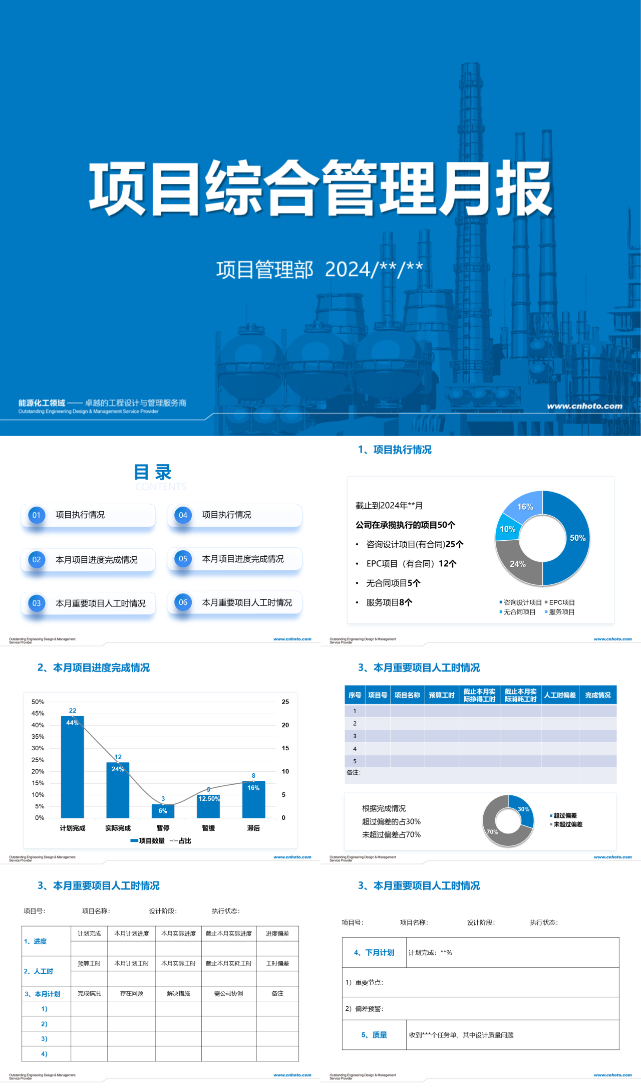 标准静态蓝色工作汇报项目综合管理月报