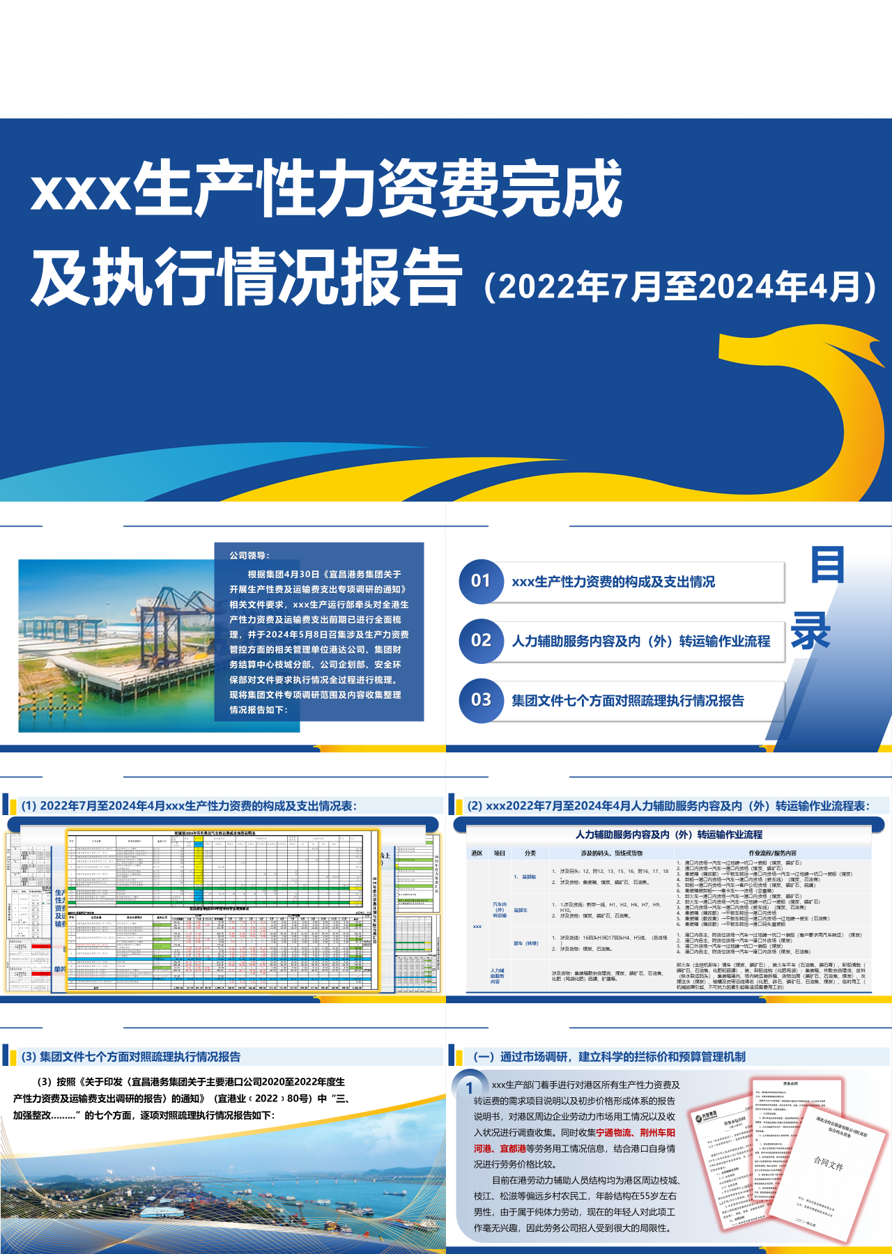 标准静态蓝色生产性力资费完成工作汇报