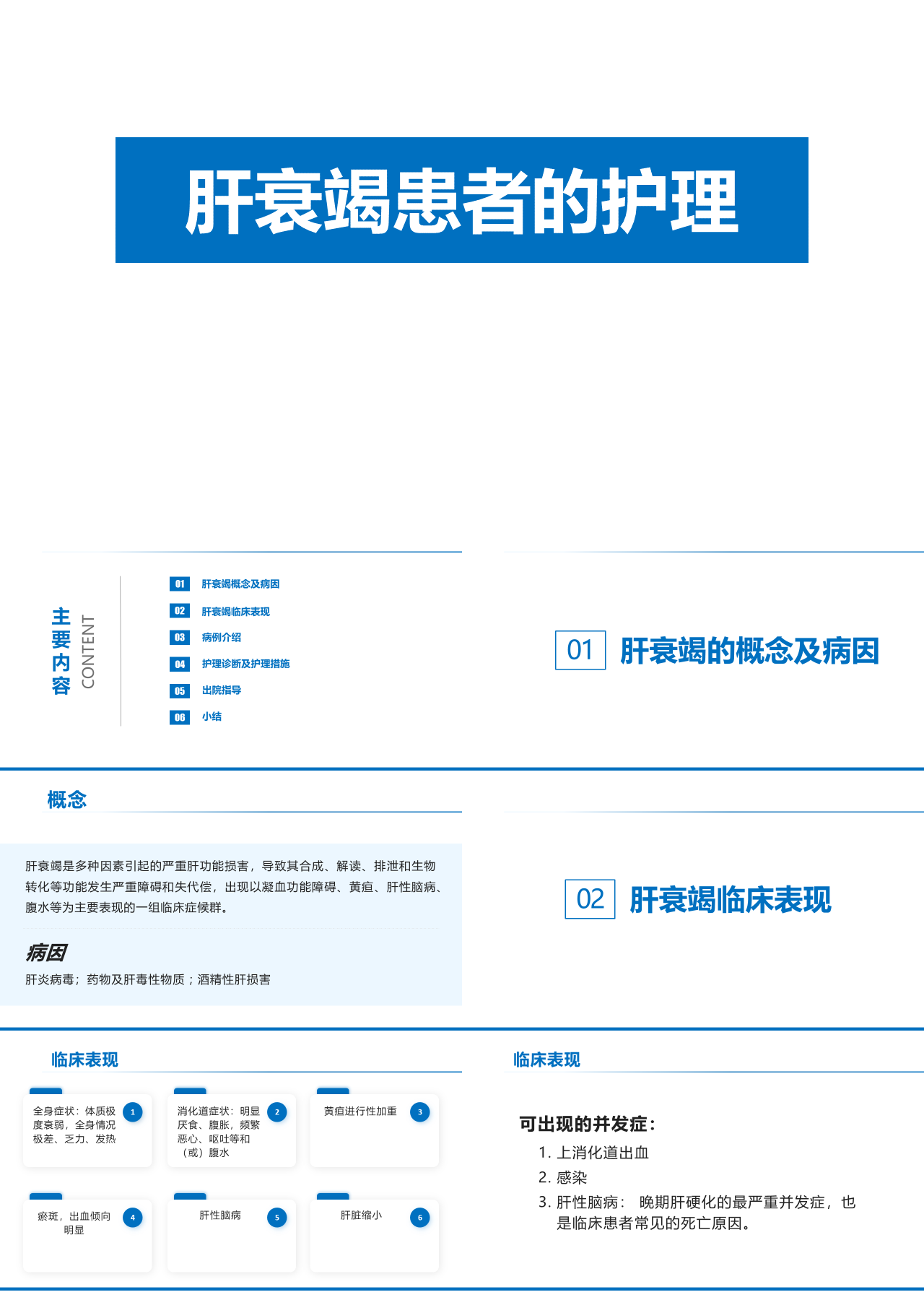 标准静态蓝色工作汇报肝衰竭患者的护理