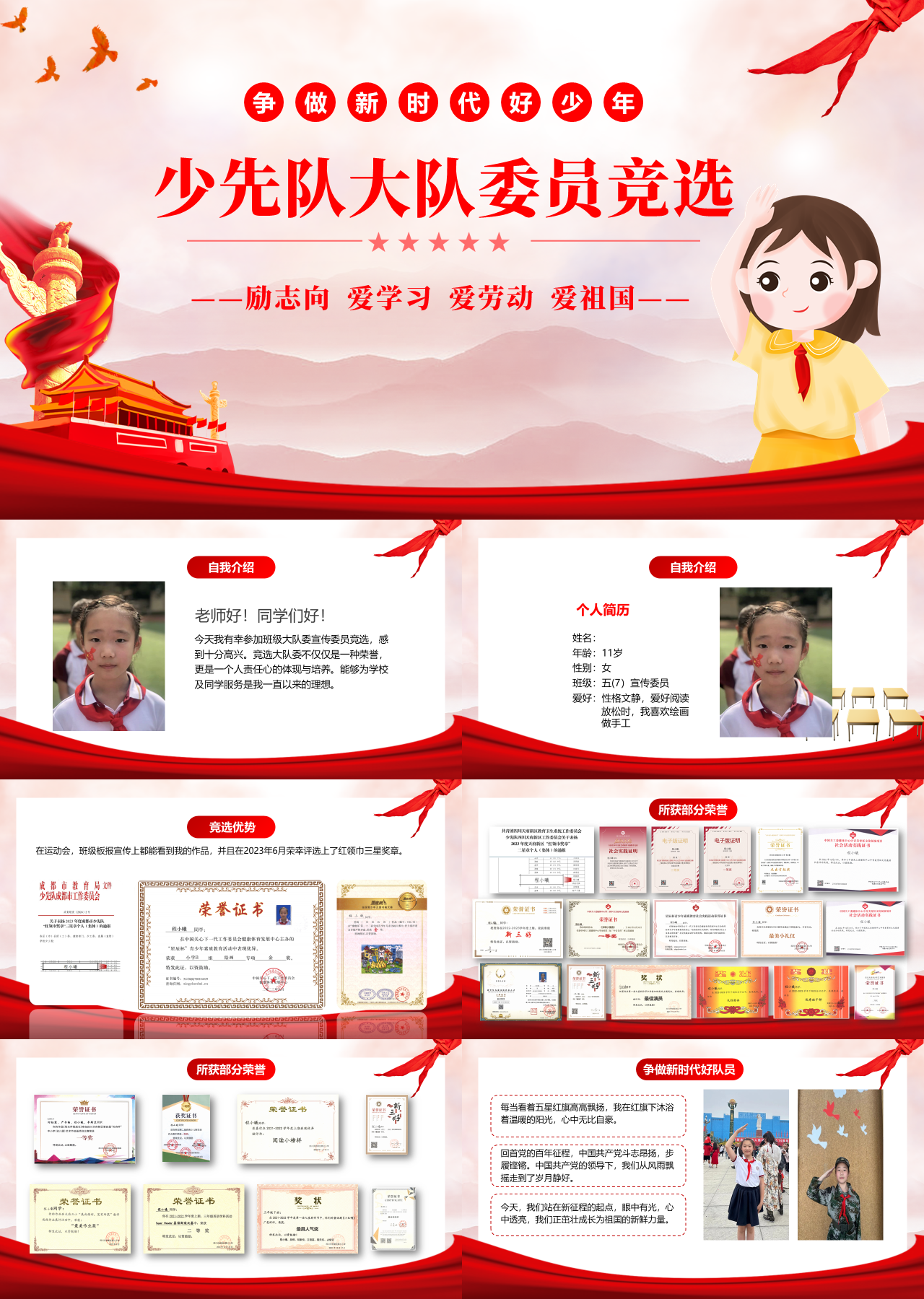 标准静态红色少先队大队委员竞选