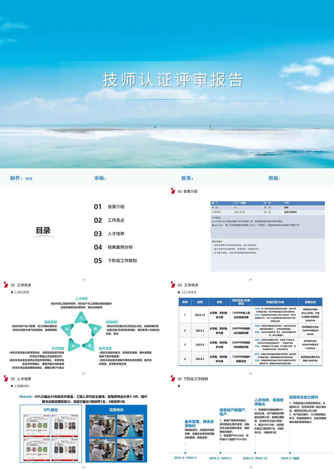 标准静态蓝色岗位竞聘技师认证评审报告