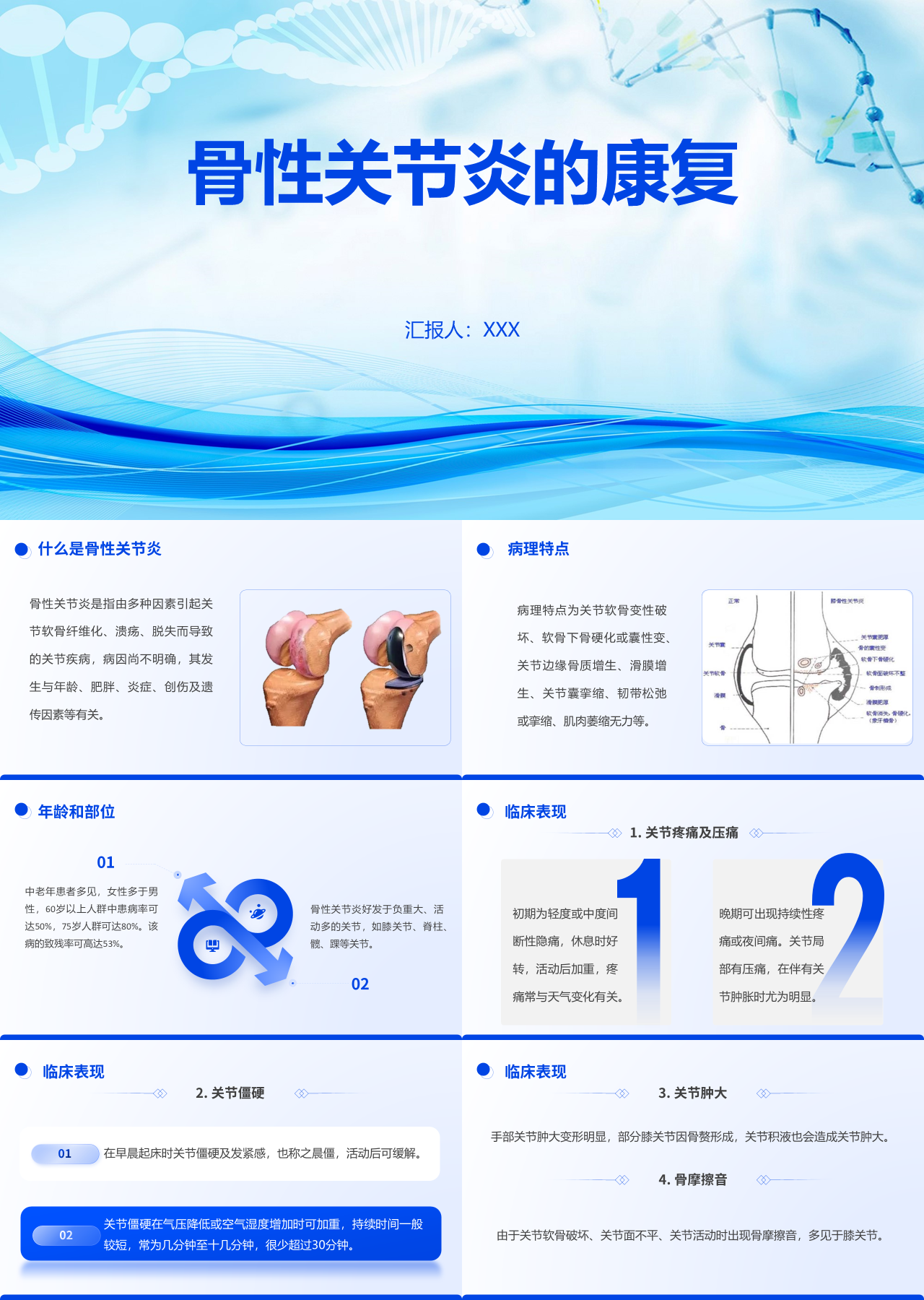 标准静态简约工作汇报骨性关节炎的康复