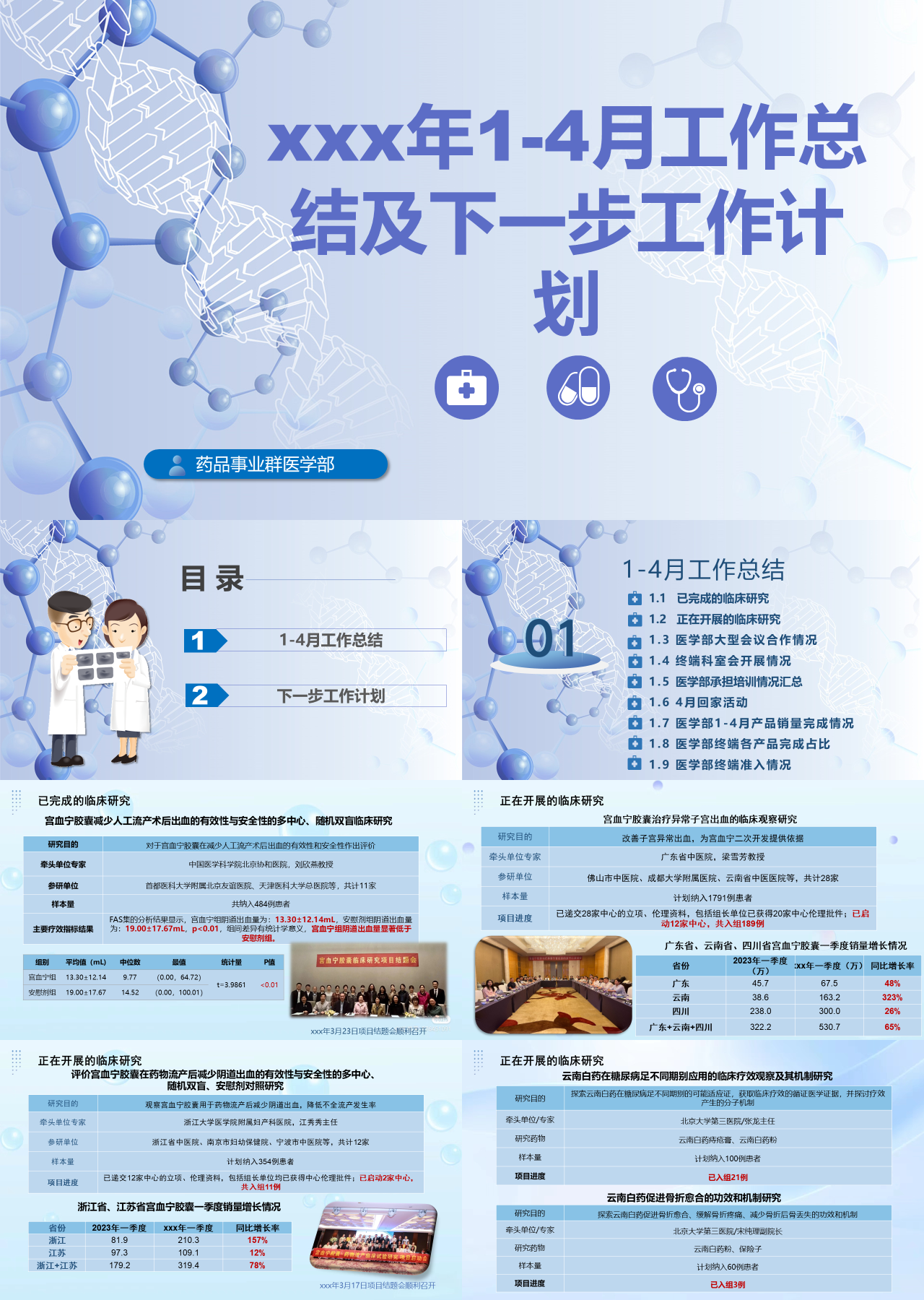 标准静态蓝色工作汇报1-4月工作总结及下一步工作计划