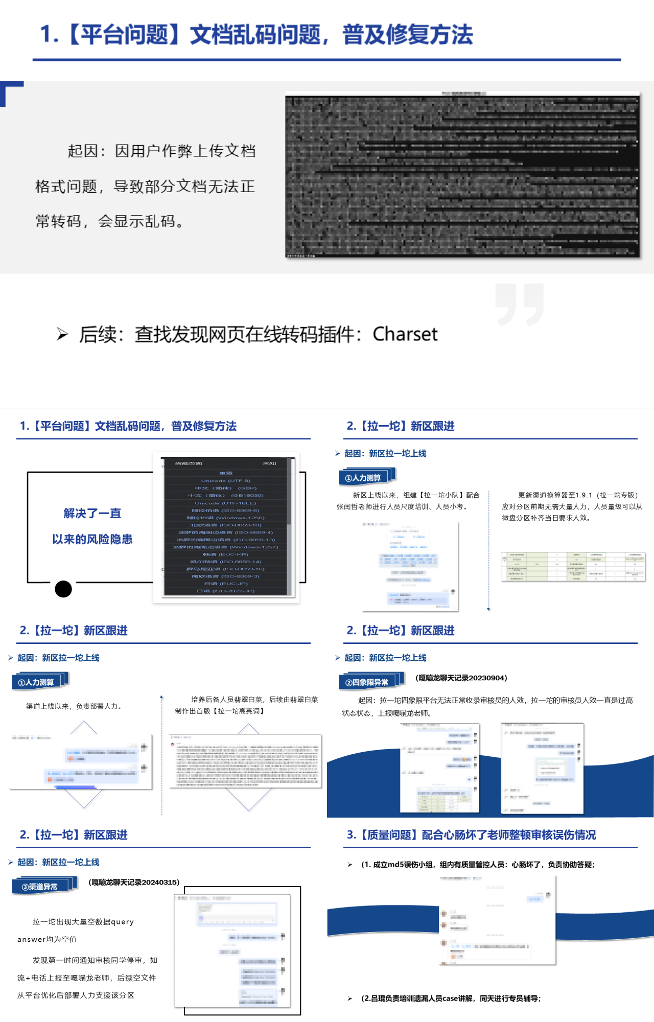 标准静态蓝色工作汇报文档乱码问题普及修复方法