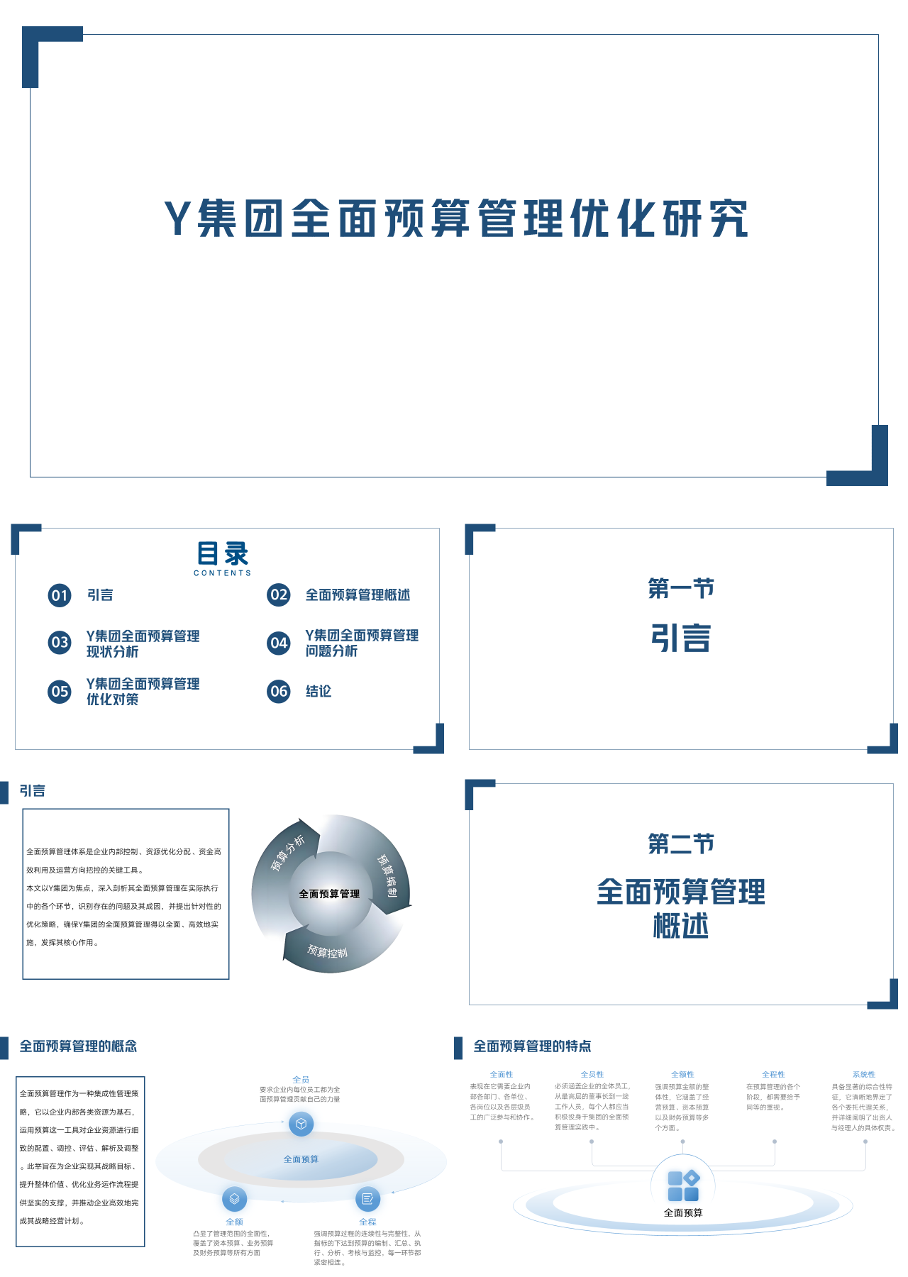 标准静态蓝色论文答辩Y集团全面预算管理优化研究