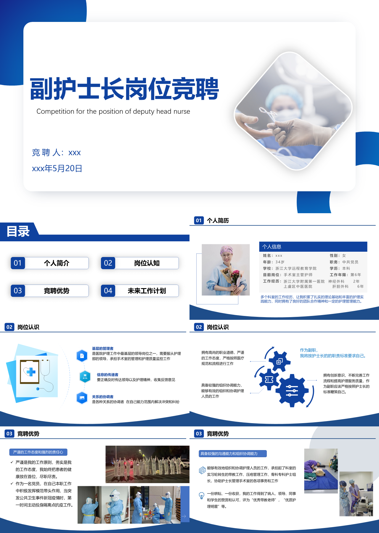 标准静态蓝色副护士长岗位竞聘