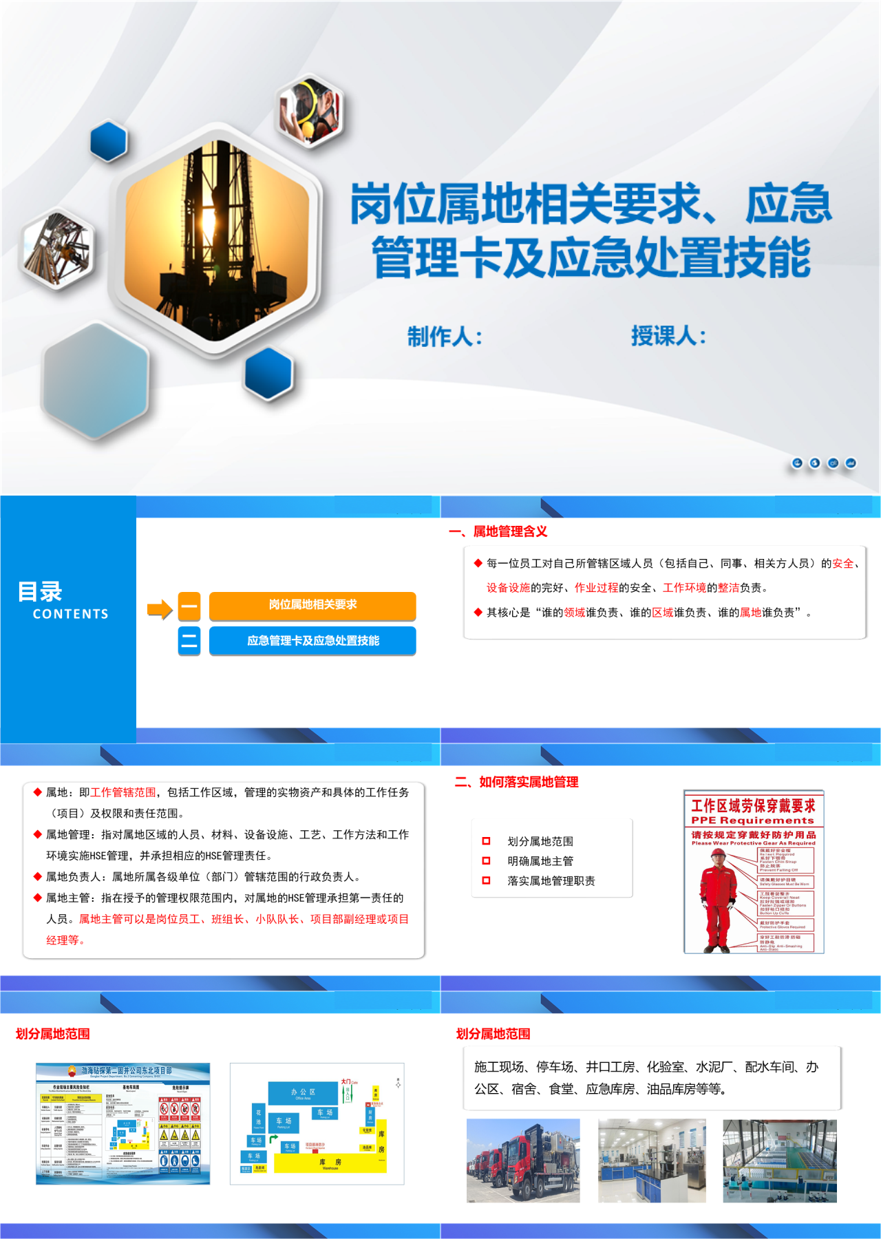 标准静态蓝色工作汇报岗位属地相关要求应急管理卡及应急处置技能