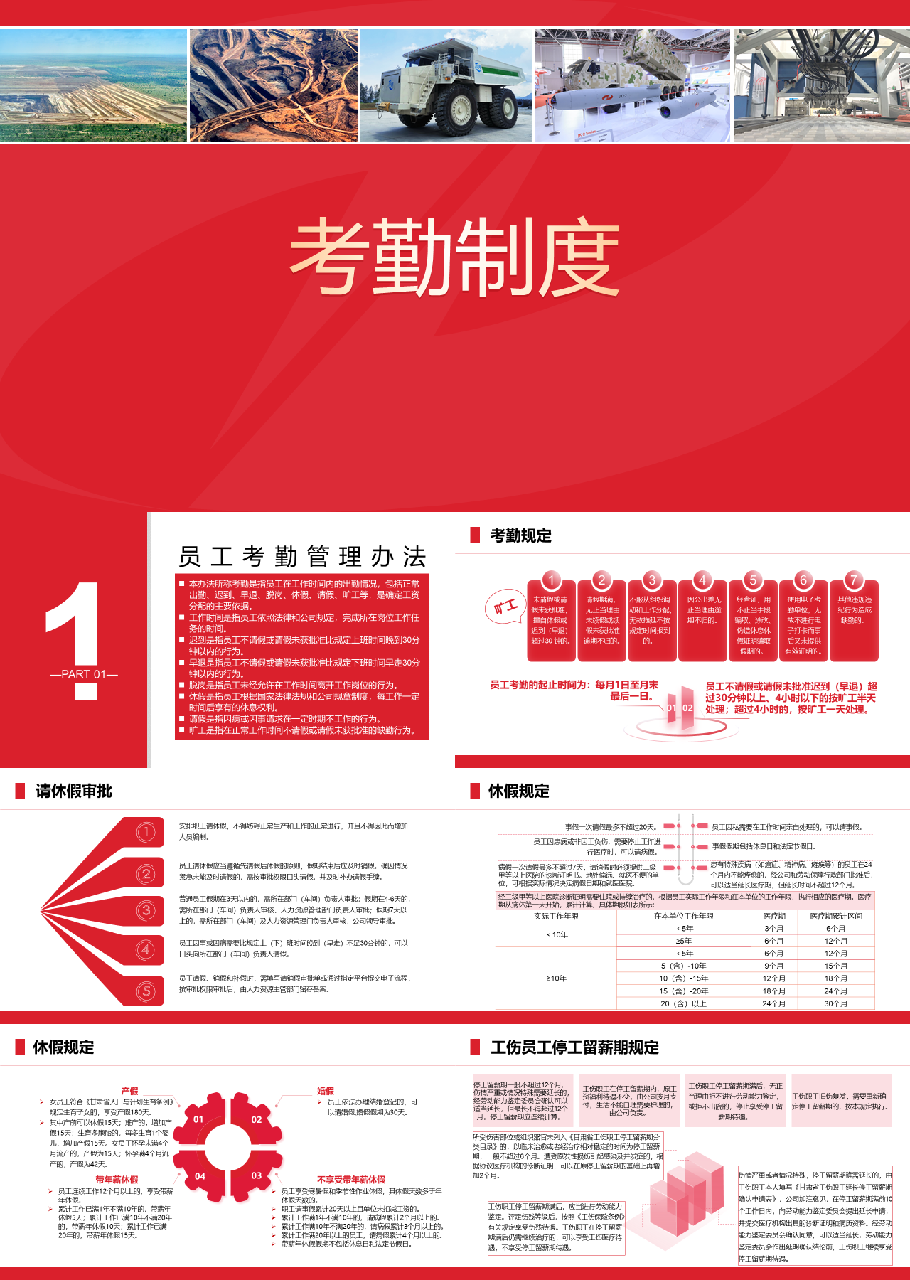 标准静态红色工作汇报考勤制度