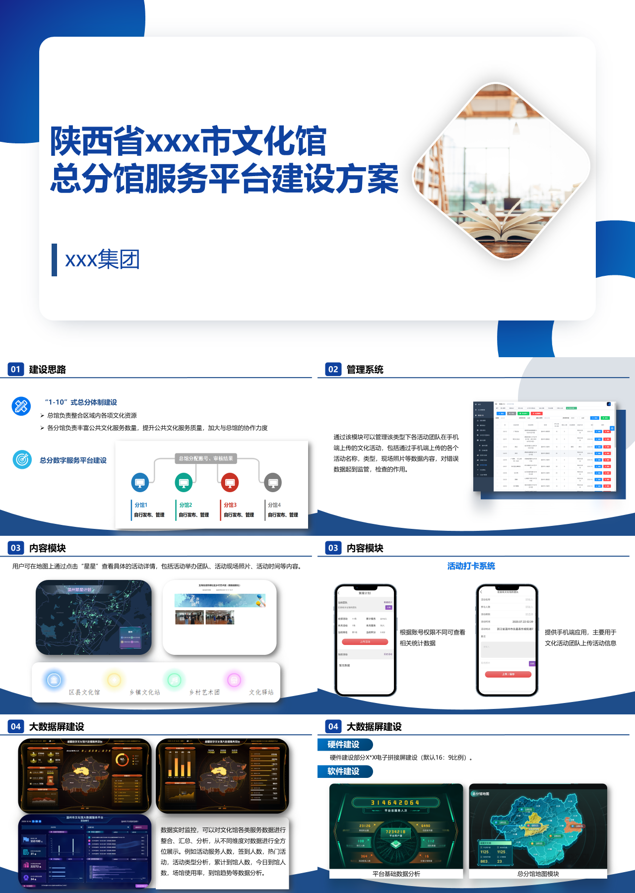 标准静态蓝色商业计划书文化馆总分馆服务平台建设方案
