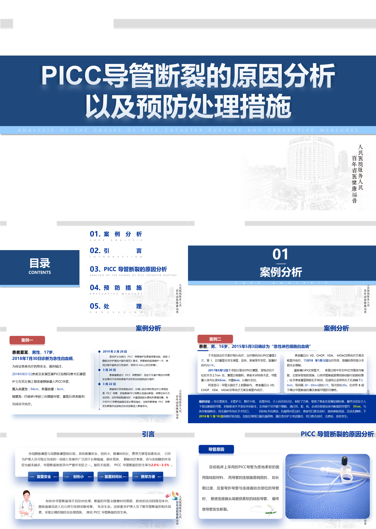 标准动态蓝色工作汇报PICC导管断裂的护理