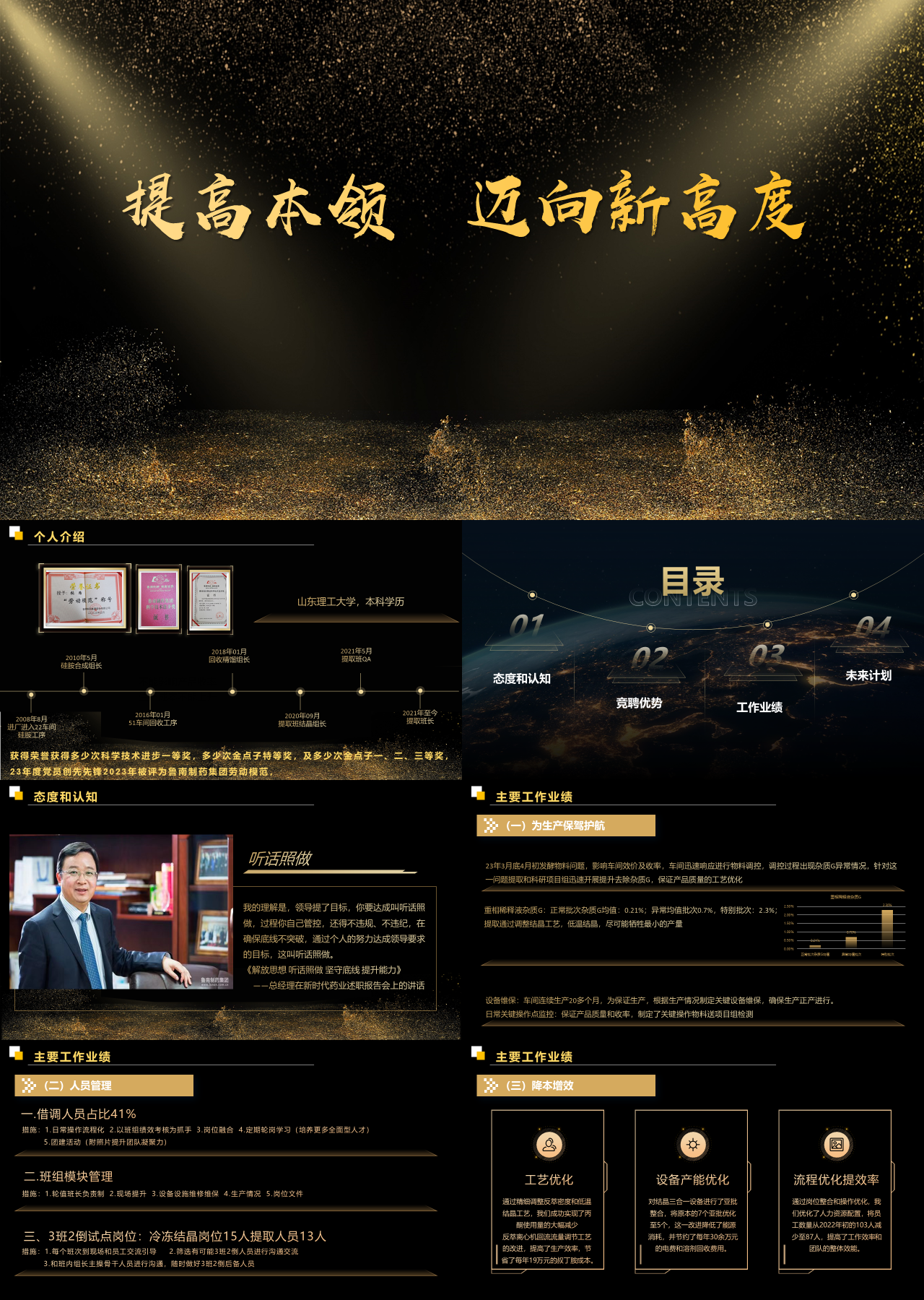 精美静态黑金岗位竞聘提高本领迈向新高度