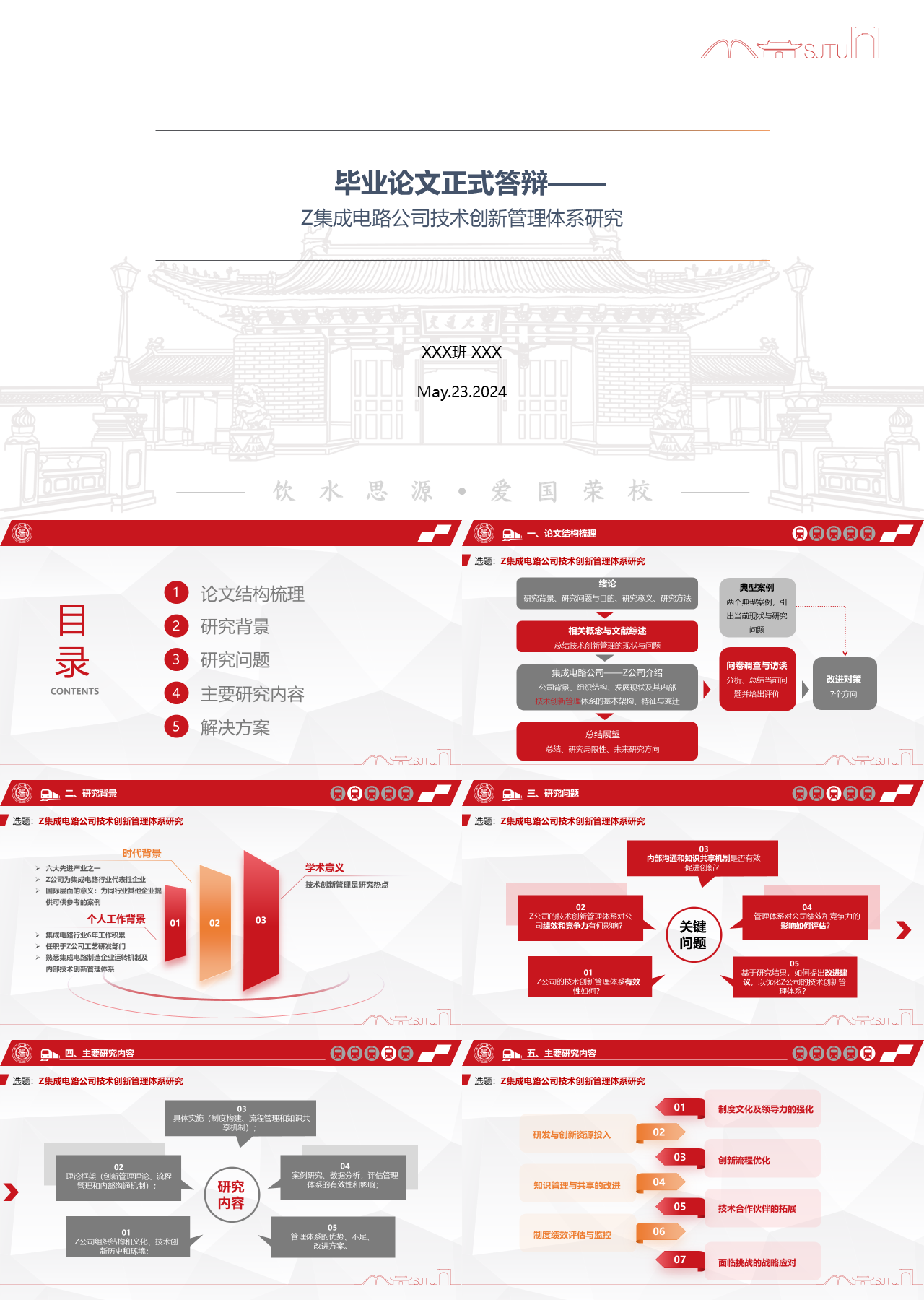 标准静态红色论文答辩Z集成电路公司技术创新管理体系研究