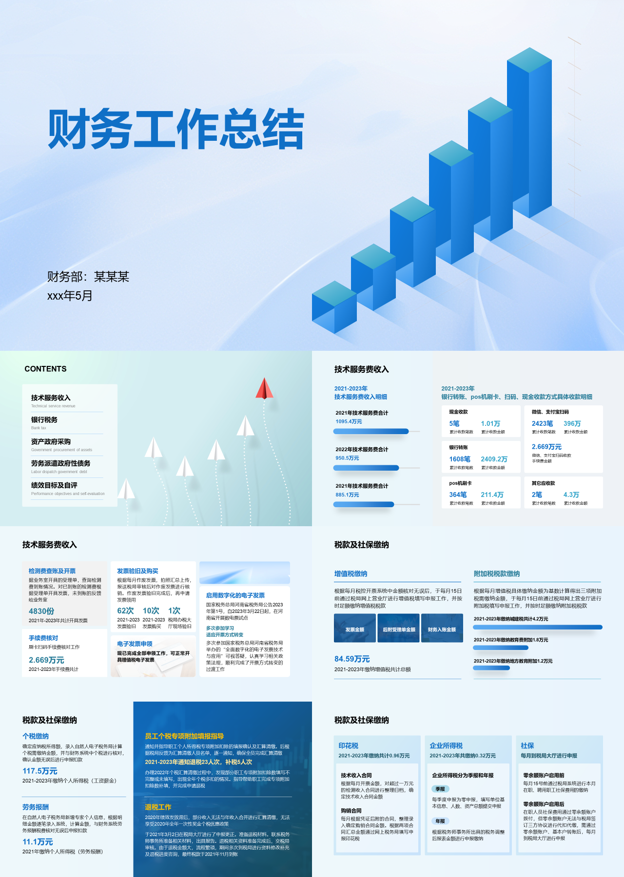 标准静态蓝色财务工作总结