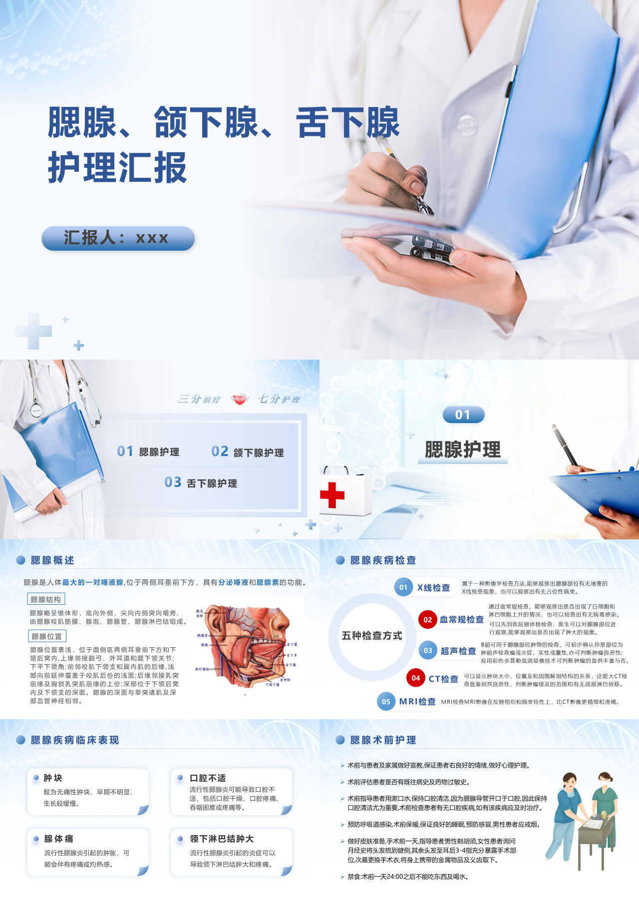 标准静态蓝色护理汇报腮腺颌下腺舌下腺