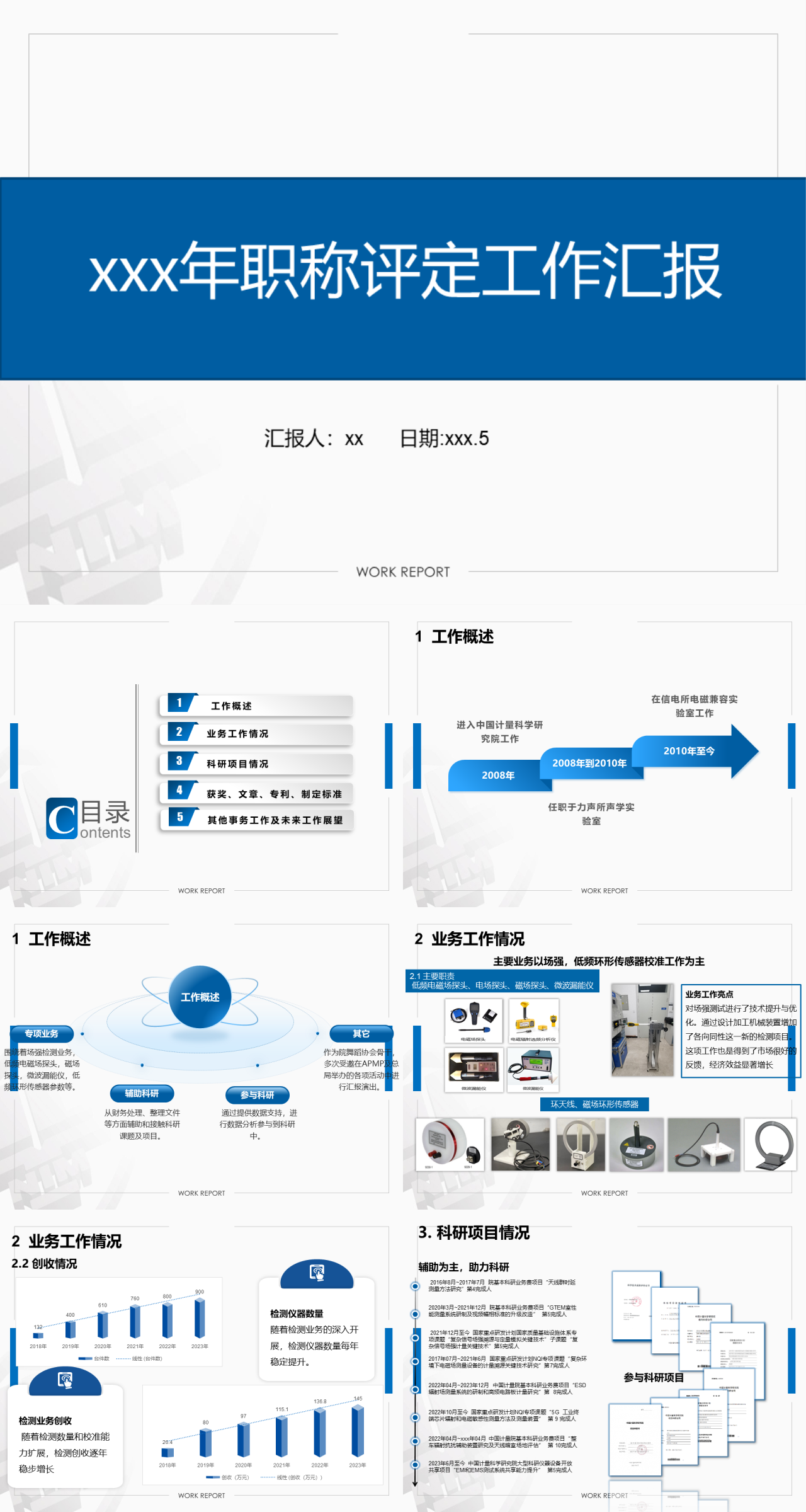 标准静态蓝色职称评定工作汇报