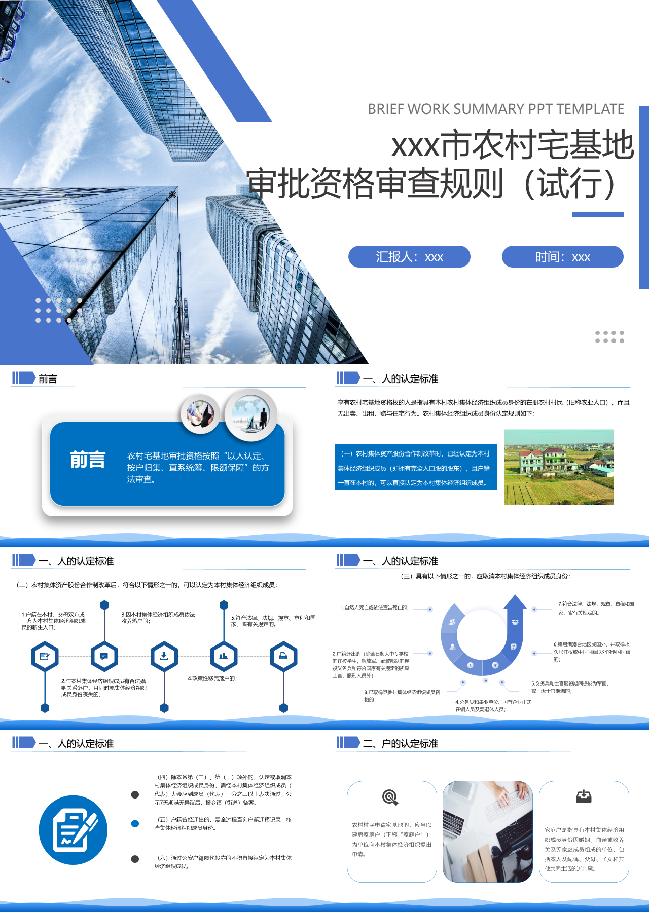 标准静态蓝色工作汇报农村宅基地审批资格审查