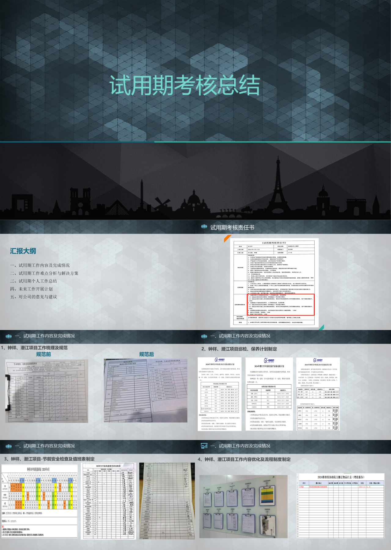 标准静态科技风试用期考核总结