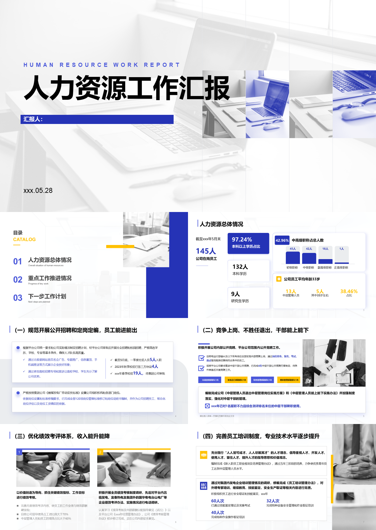 标准静态蓝色工作汇报人力资源管理汇报