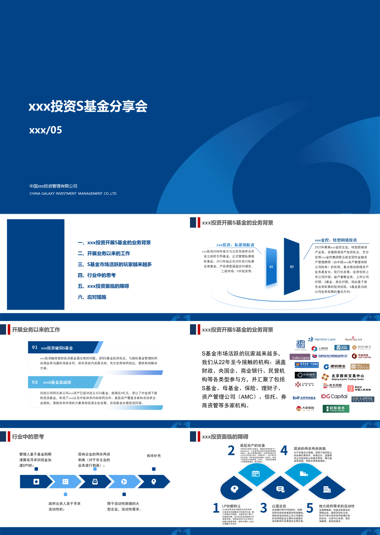 标准静态蓝色工作汇报投资S基金交流分享