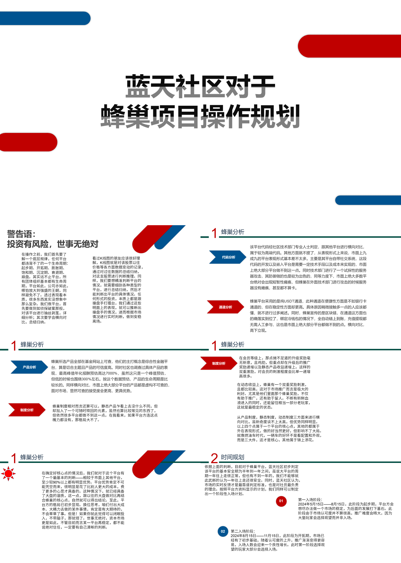 简单静态简约工作汇报对于蜂巢项目操作规划