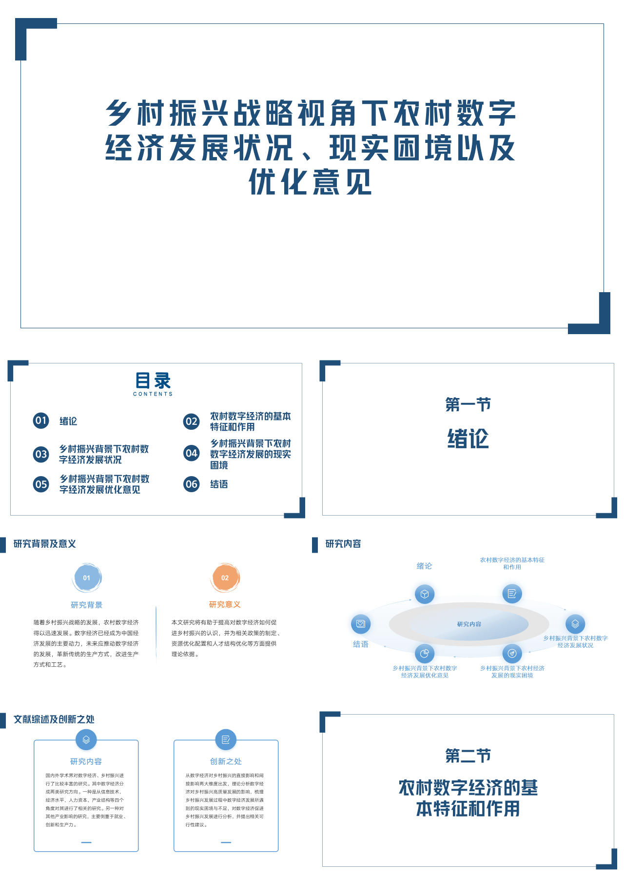 标准静态蓝色论文答辩乡村振兴战略视角下农村数字经济发展状况现实困境以及优化意见